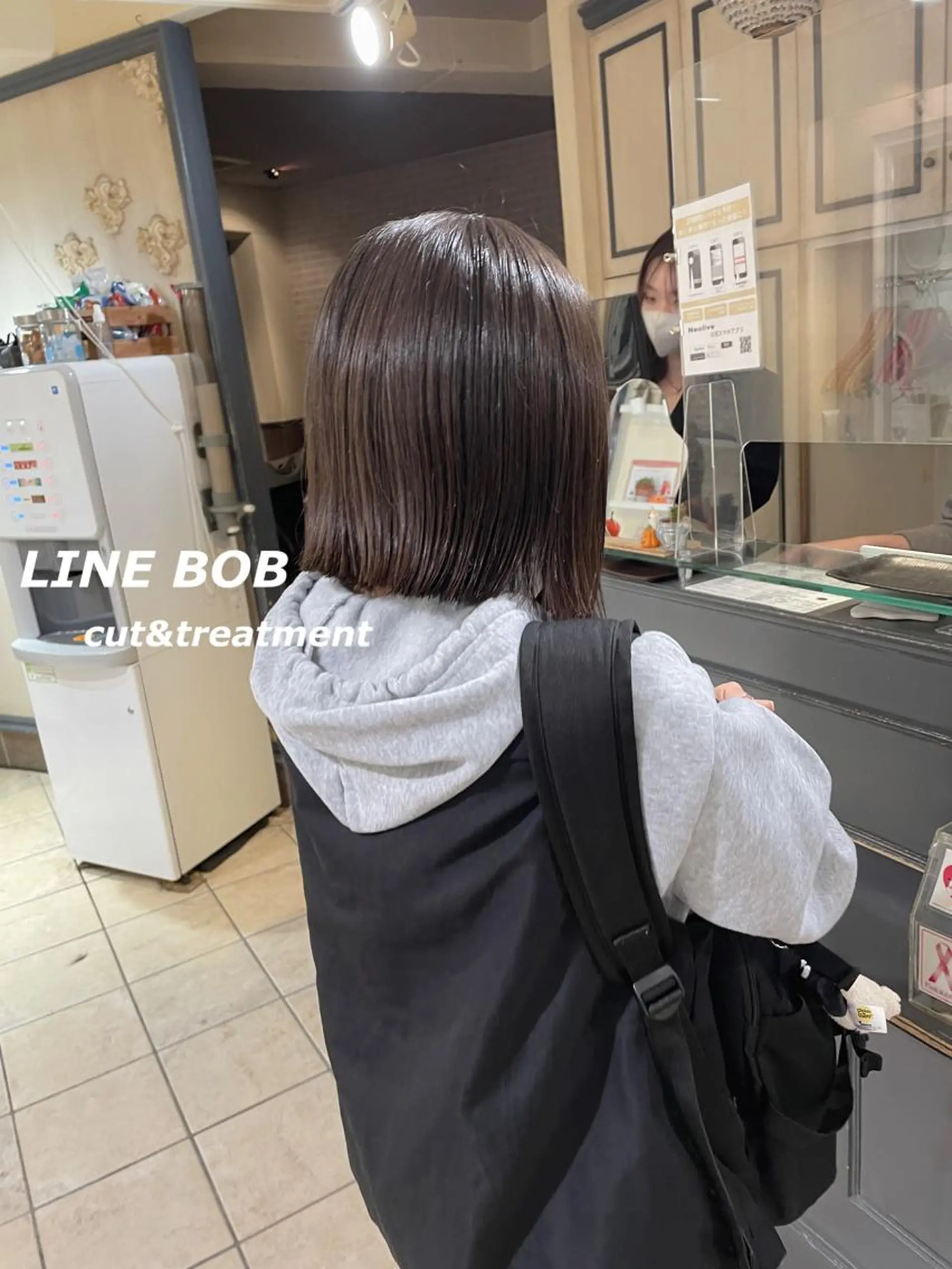 ミディアム 切りっぱなしボブ ボブ カット トリートメント 切りっぱなしボブ ソノキユウカのヘアスタイル