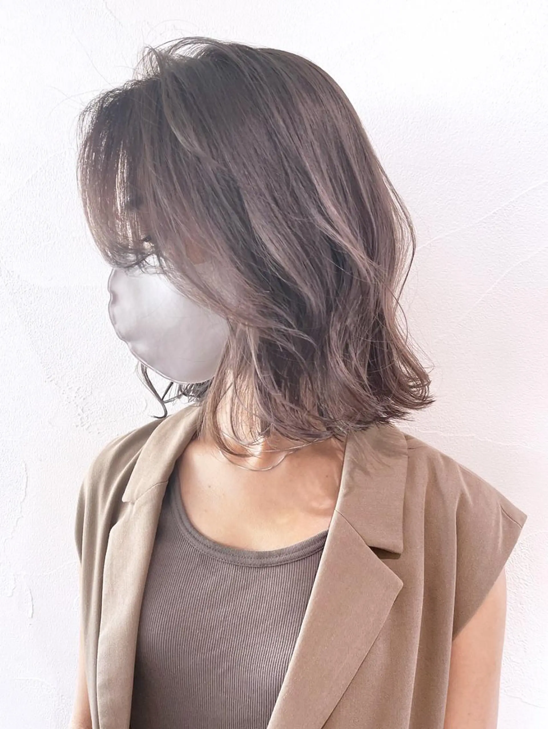 ミディアム カラー パーマ ヘアアレンジ グレージュ ボブ ITbyALBUM 八王子店のヘアスタイル