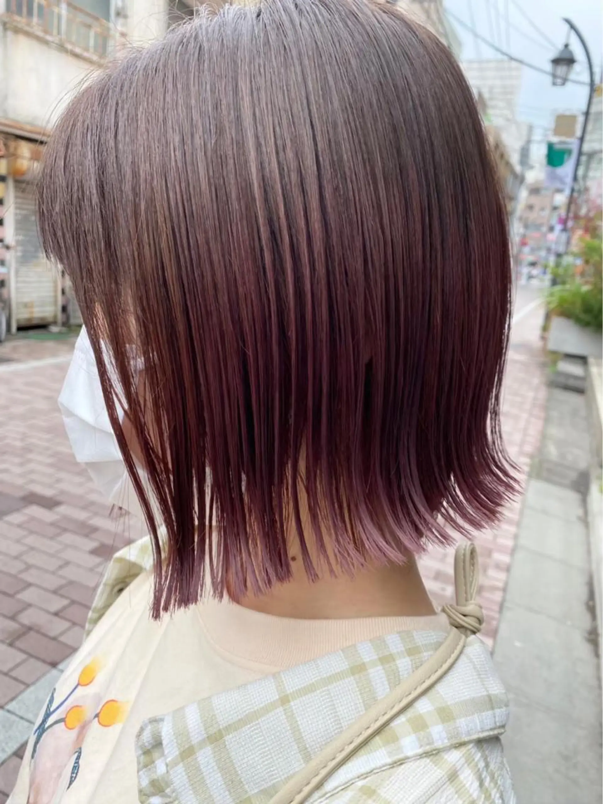 ショート カラー 切りっぱなしボブ ピンクカラー ボブ 💫cadre新小岩 Kaori💫のヘアスタイル