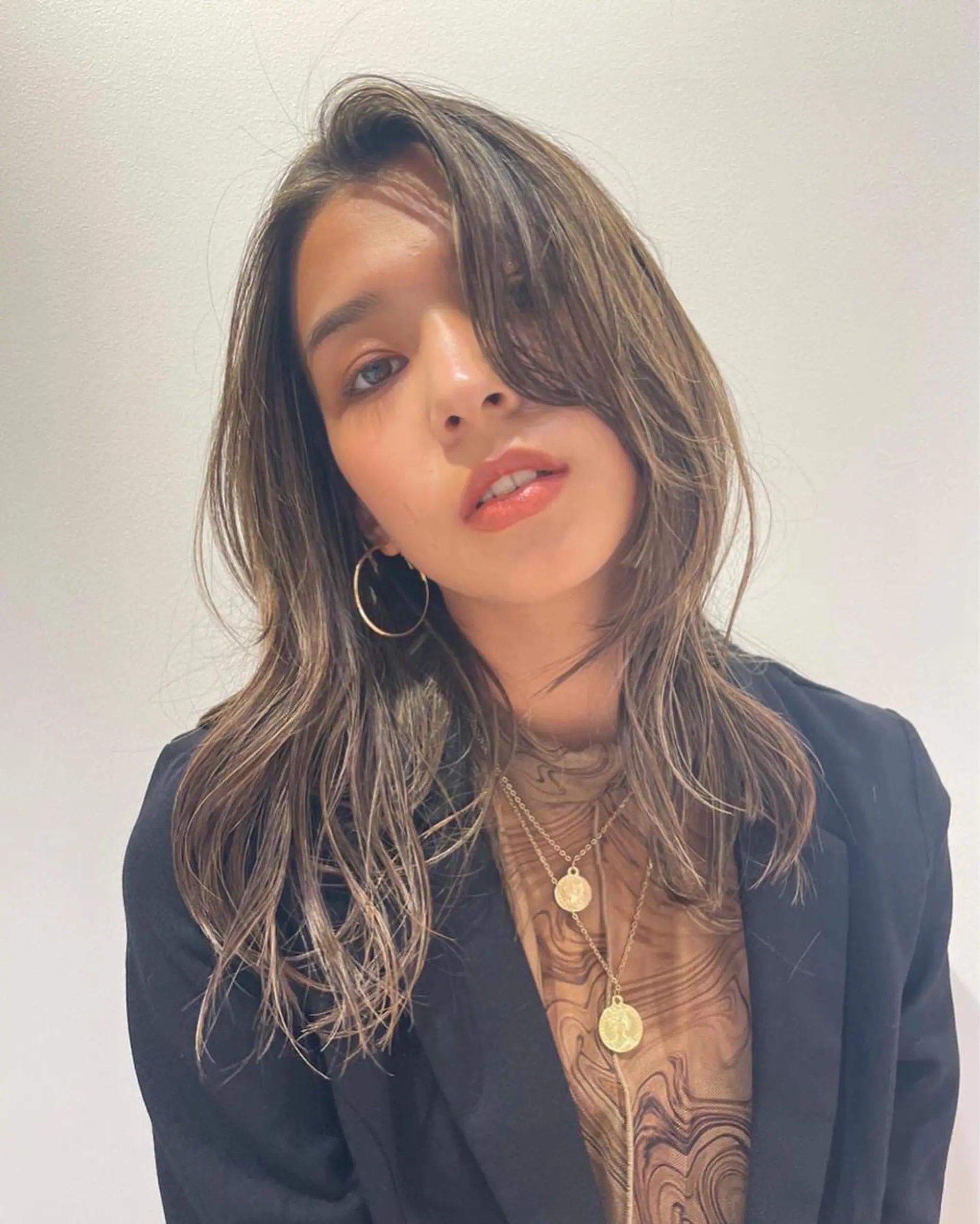 ミディアム カラー ベージュカラー グレージュ ハイライトカラー 外国人風カラー ハイライト ナガミネアリサ/ 学芸大学/海外ヘアのヘアスタイル