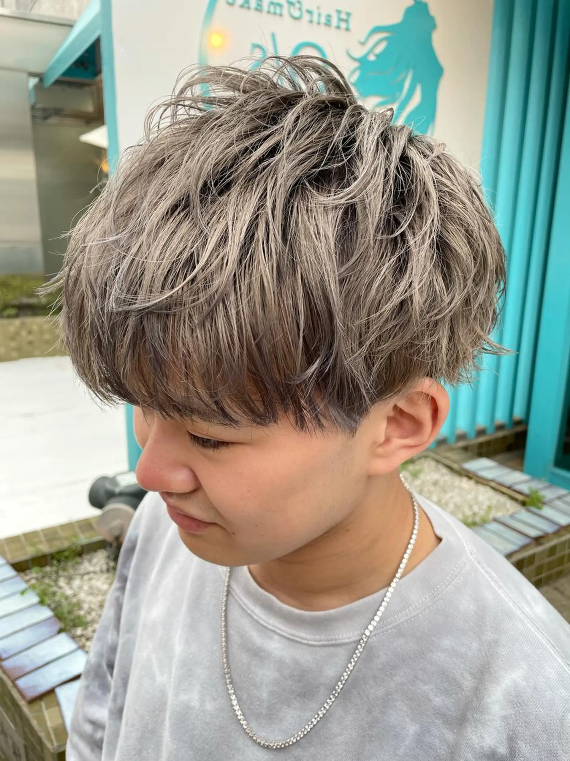 ショート カラー メンズ マッシュ マッシュヘア カット パーマ トリートメント 佐藤 魁人のヘアスタイル
