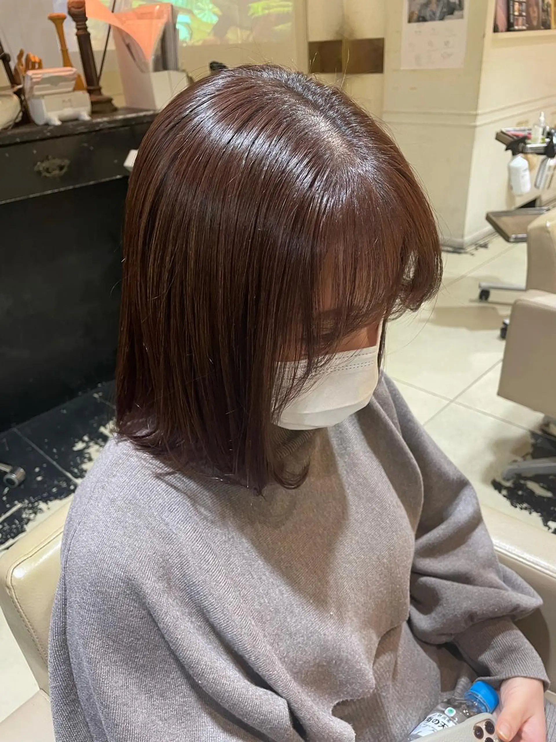 ミディアム カラー ブラウンカラー ピンクカラー ピンクブラウン アオキ リノのヘアスタイル