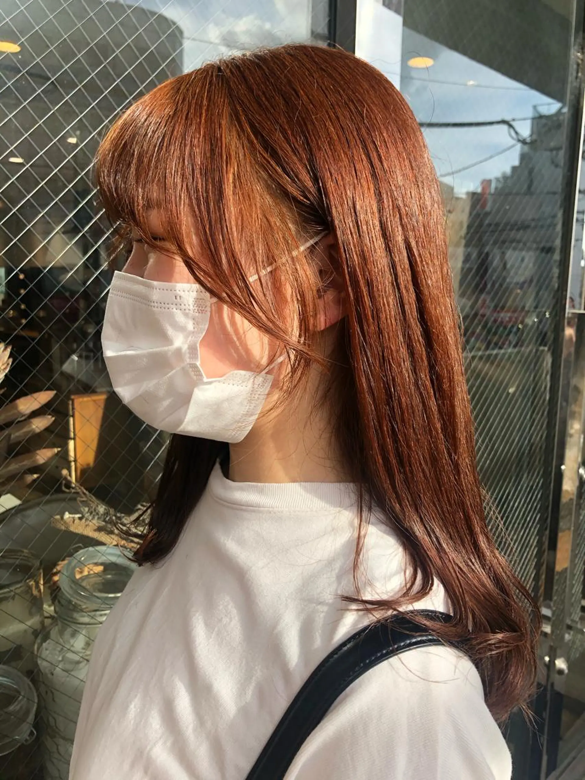 ロング カラー ベージュカラー ブリーチ ハイトーンカラー ブリーチなしカラー オレンジ bococa りんのヘアスタイル