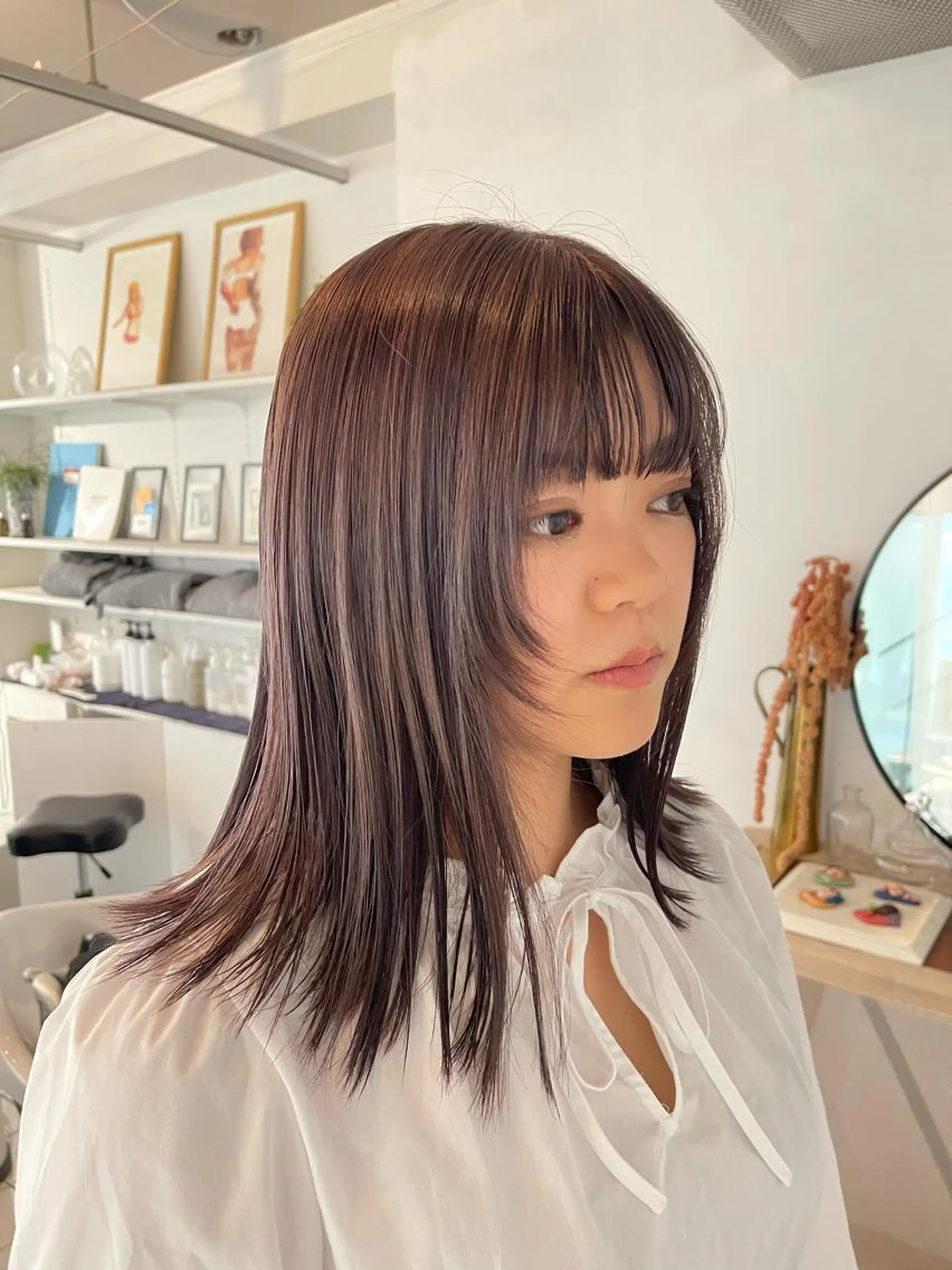 カラー ブリーチ グレージュ ラベンダーカラー ラベンダーグレージュ ラベンダーグレー ボブ/レイヤー /河内温太のヘアスタイル