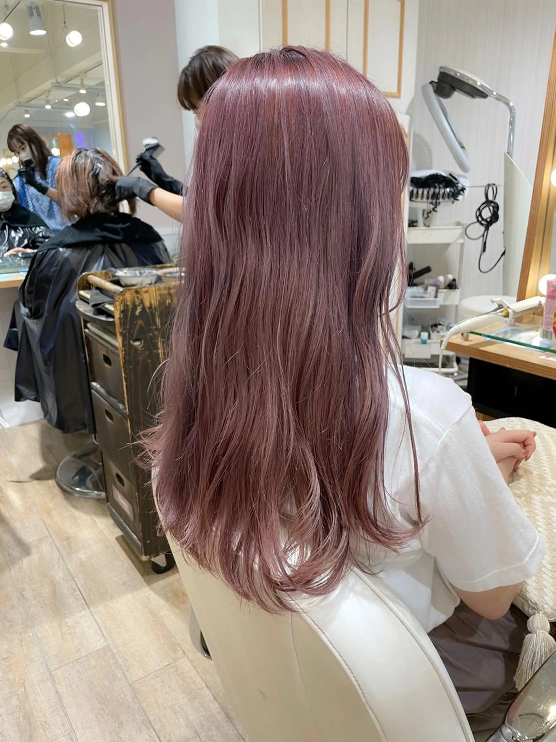 ロング カラー ダブルカラー ピンクカラー ヘアカラー トリートメント ヘッドスパ ✨カラー支持No.1 🧸ワキ カナコ🧸のヘアスタイル