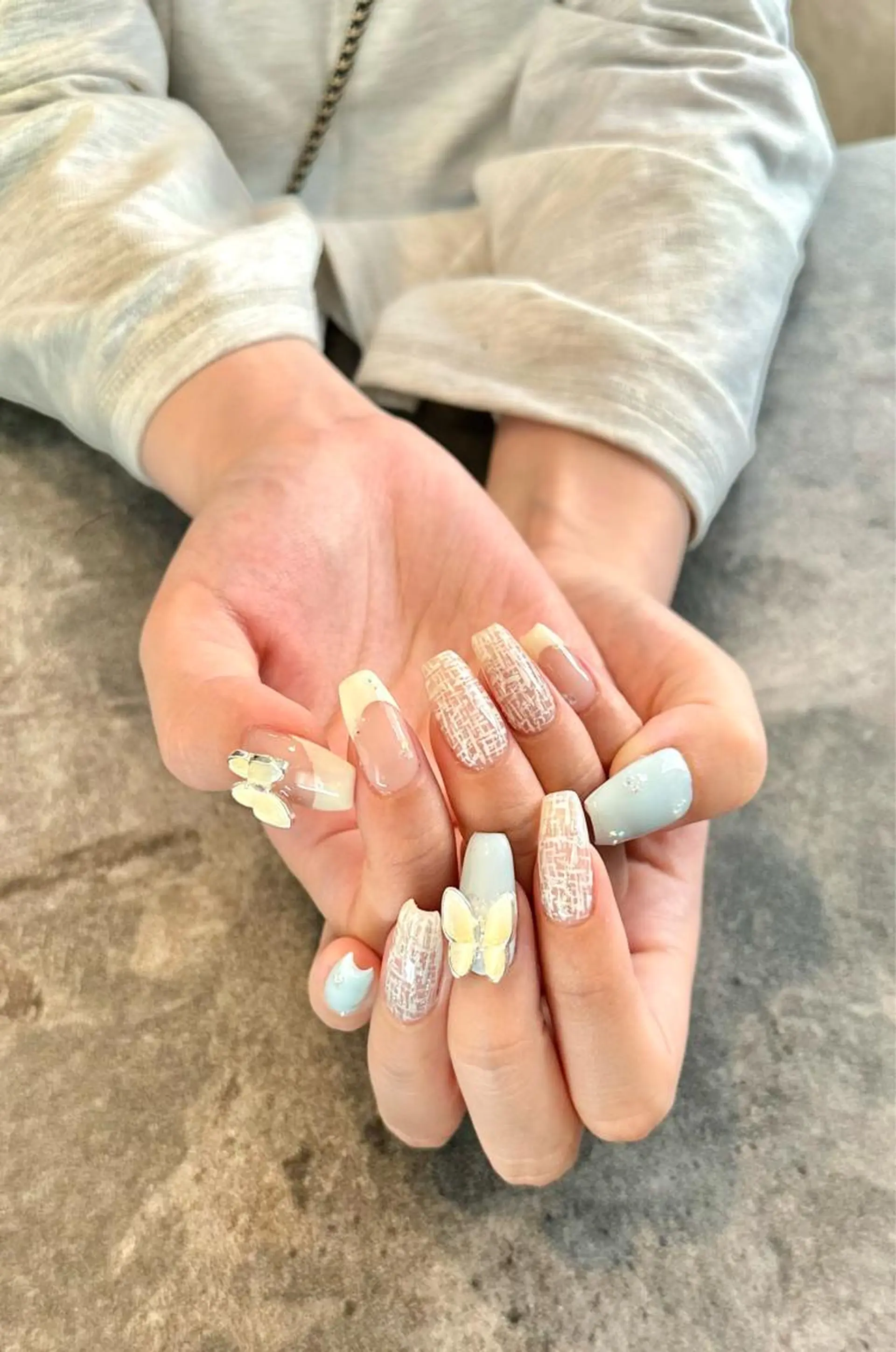 ネイル フラワーネイル フレンチネイル ジェルネイル ガラスフレンチ 大理石ネイル(マーブル) nail salon amanoのネイルデザイン