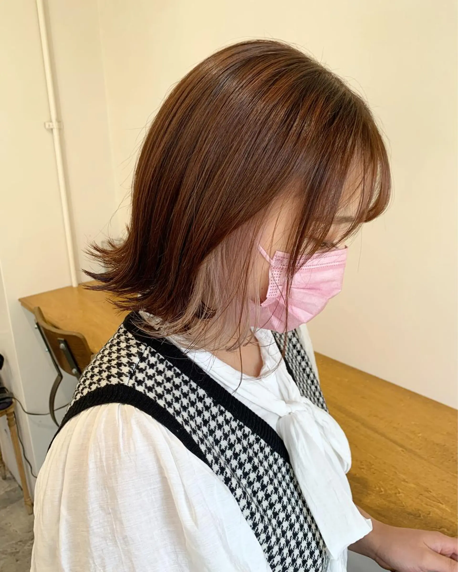 ショート カラー ベージュカラー ブラウンカラー インナーカラー ピンクカラー ピンクブラウン ヘアカラー トリートメント ヘアセット 金子 廉のヘアスタイル