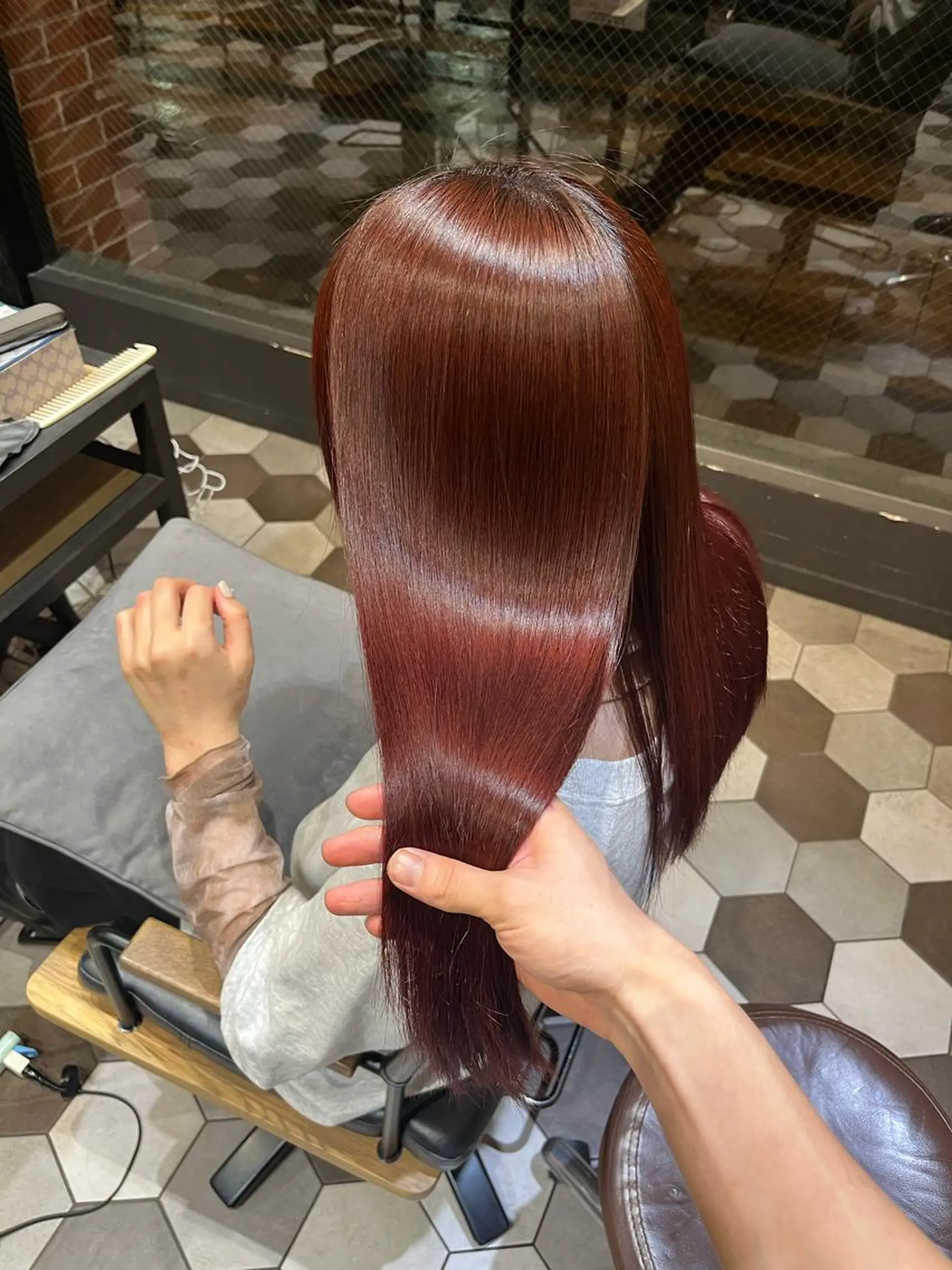ロング カット 縮毛矯正 韓国風🫧髪質改善 村上　蒼生のヘアスタイル