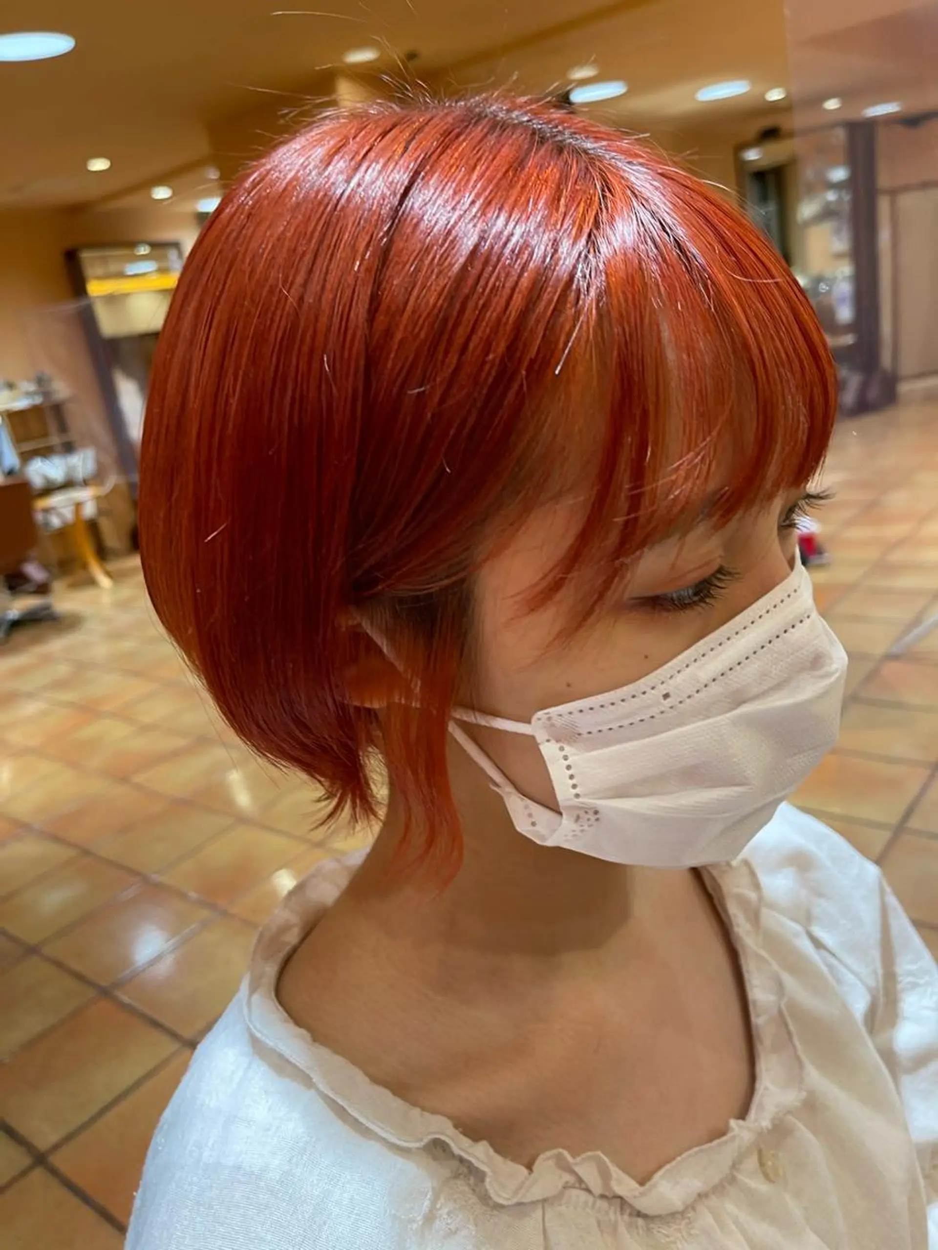 ショート カラー オレンジ モリオフロムロンドン原宿本店所属・ショート/ボブ/ハイ トーン/Nanahaのヘアスタイル