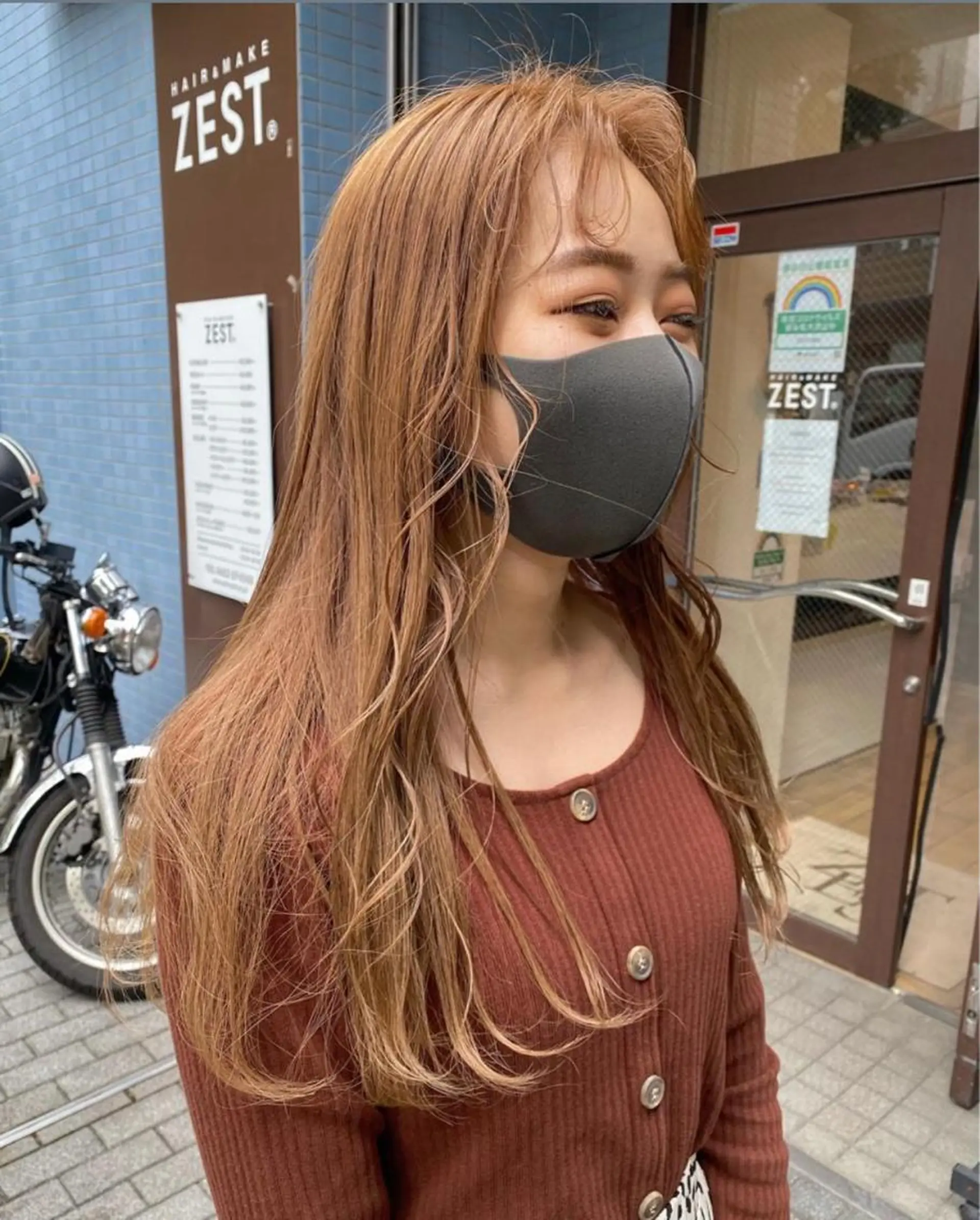 ロング カラー ベージュカラー オレンジ オレンジベージュ 透明感/レイヤー カット🎀マコのヘアスタイル