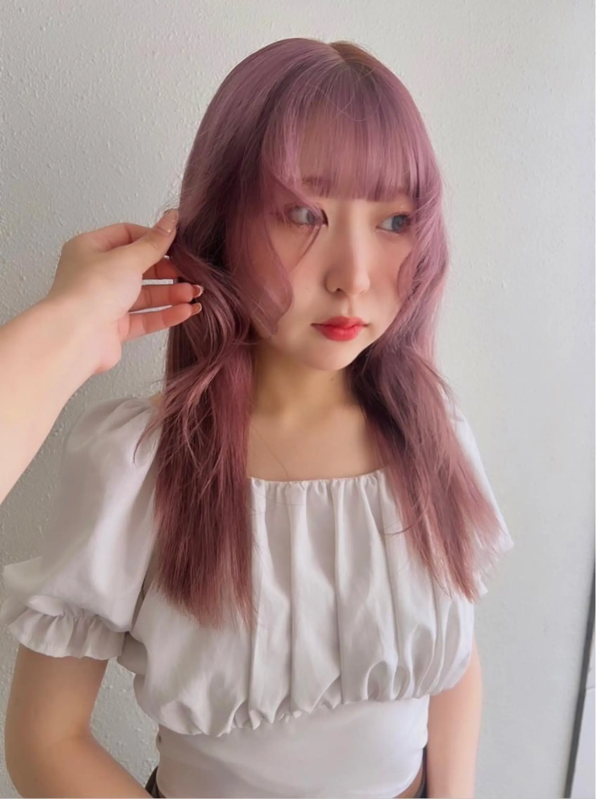 ロング カラー パーマ ヘアアレンジ ヘアカラー ツガミ リナのヘアスタイル