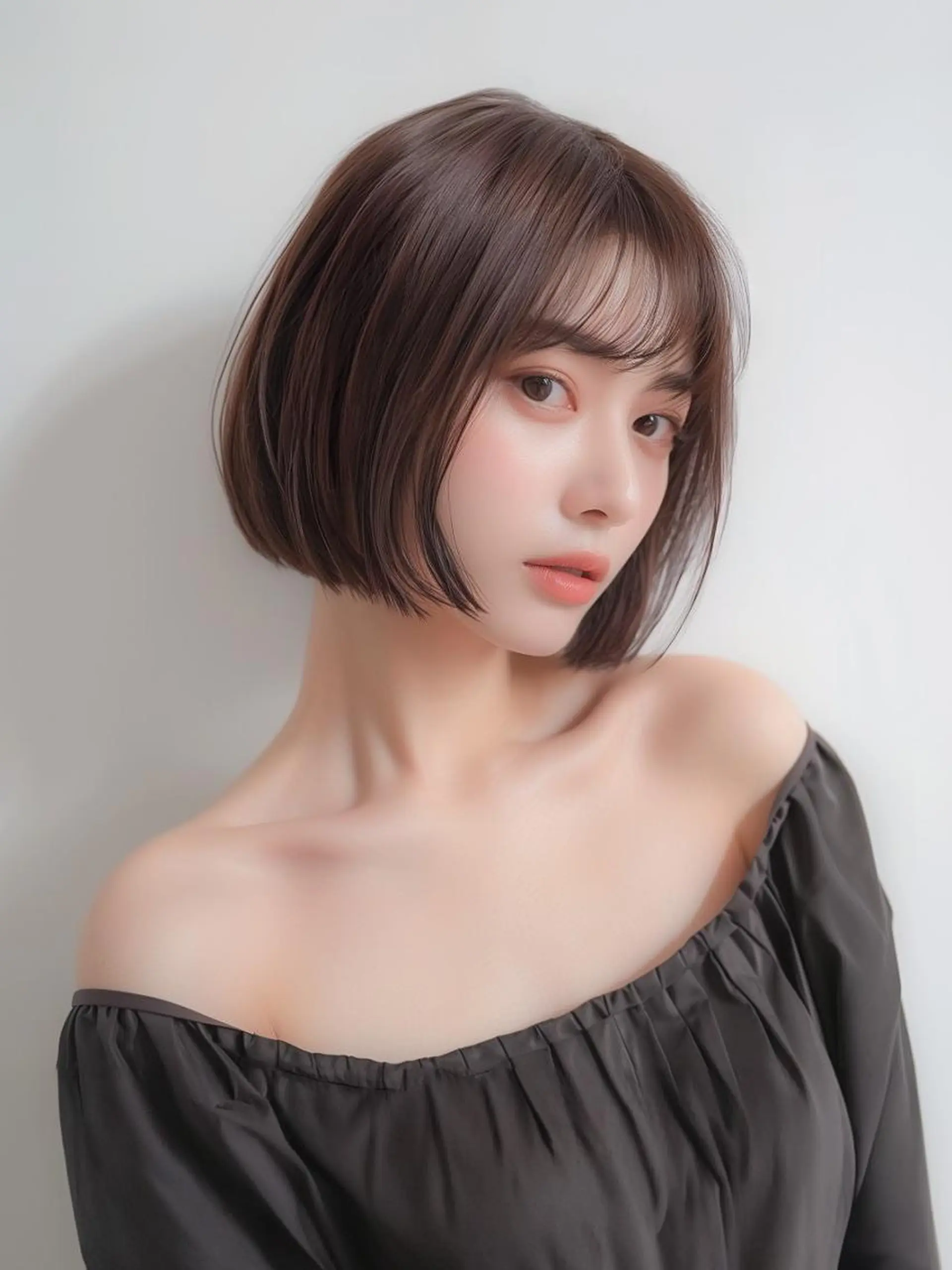ショート カラー 黒髪 ボブ 福井 瑞季のヘアスタイル