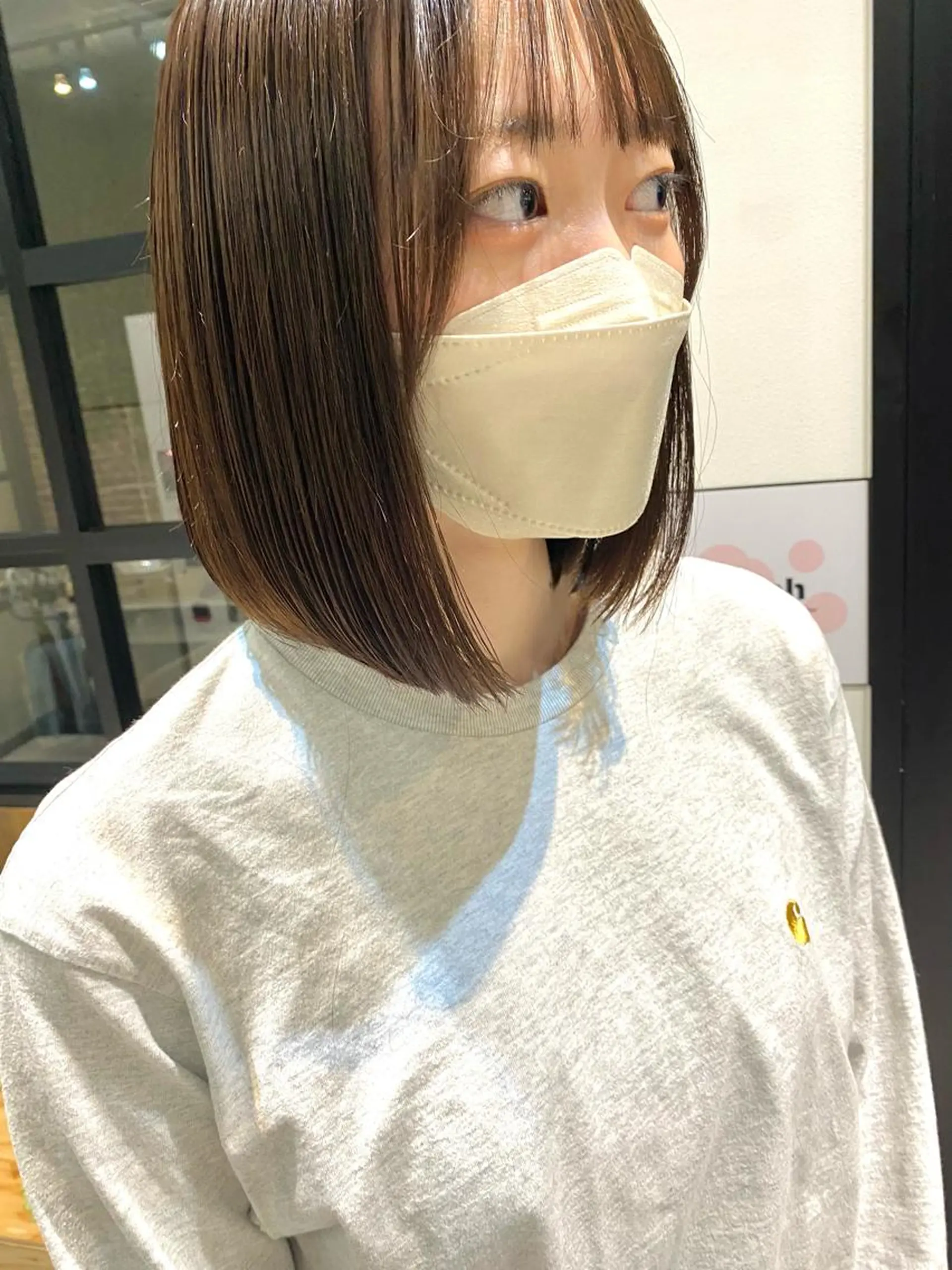 ショート カラー ベージュカラー ボブ しおり/パーマ/ newi町田のヘアスタイル