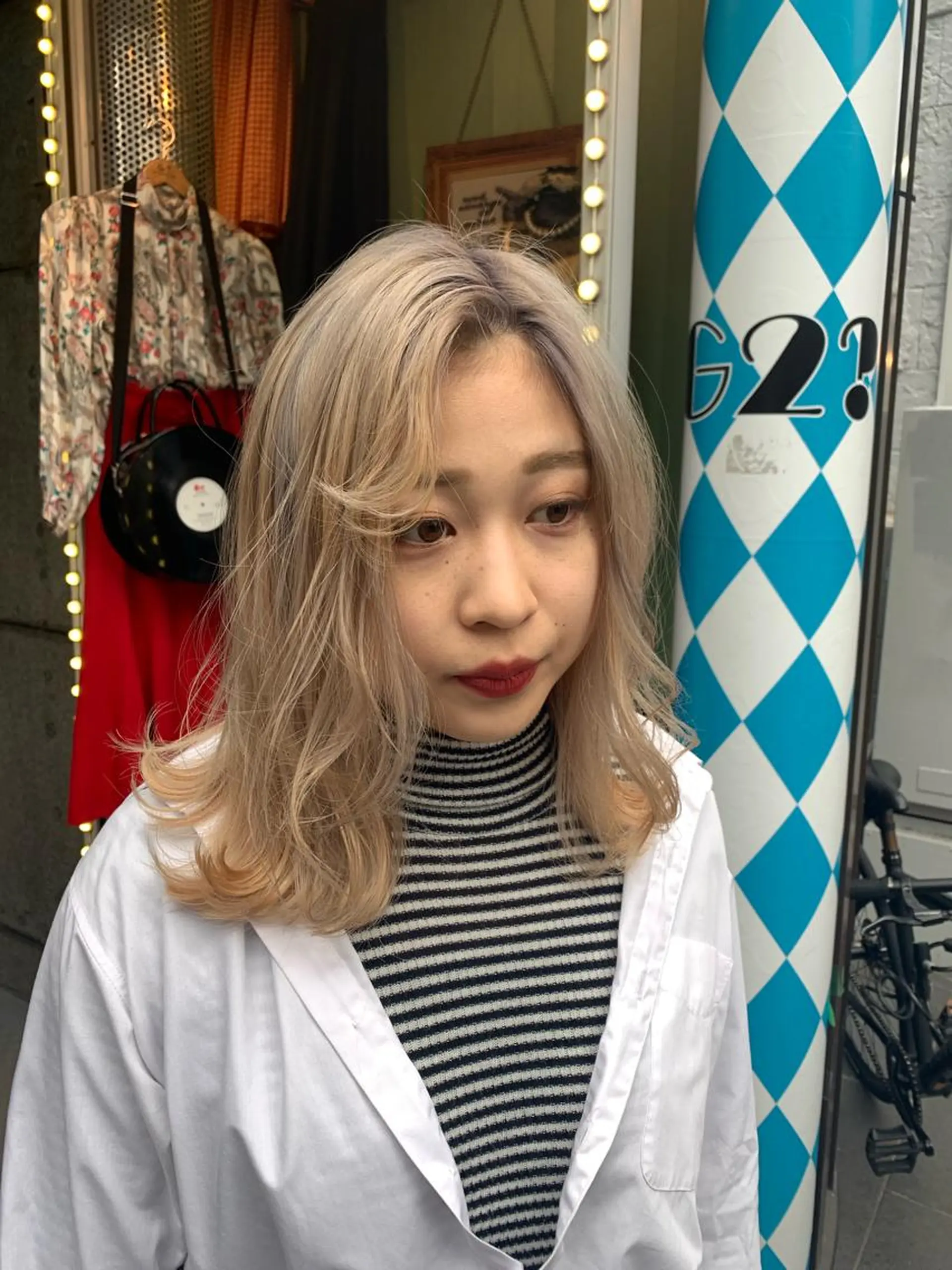 ミディアム カラー ピンクベージュ/新潟 万代/高橋桃葉🍑のヘアスタイル