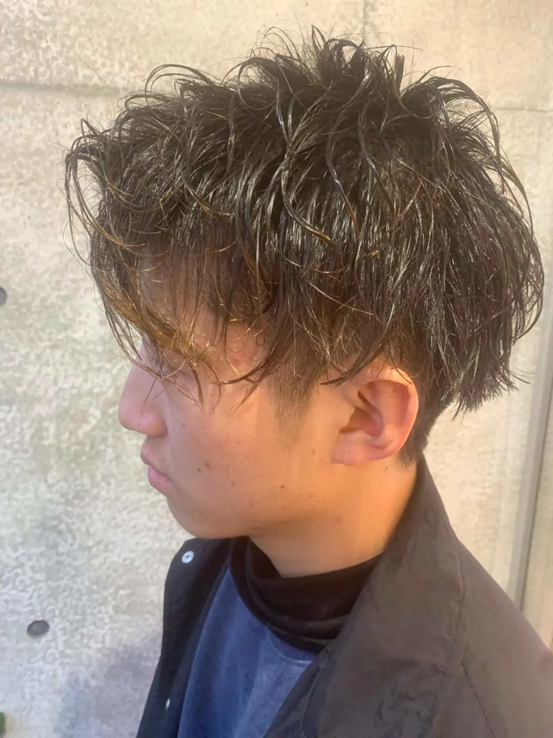 ショート カラー パーマ メンズ メンズパーマフェード シモジタカヒロのヘアスタイル
