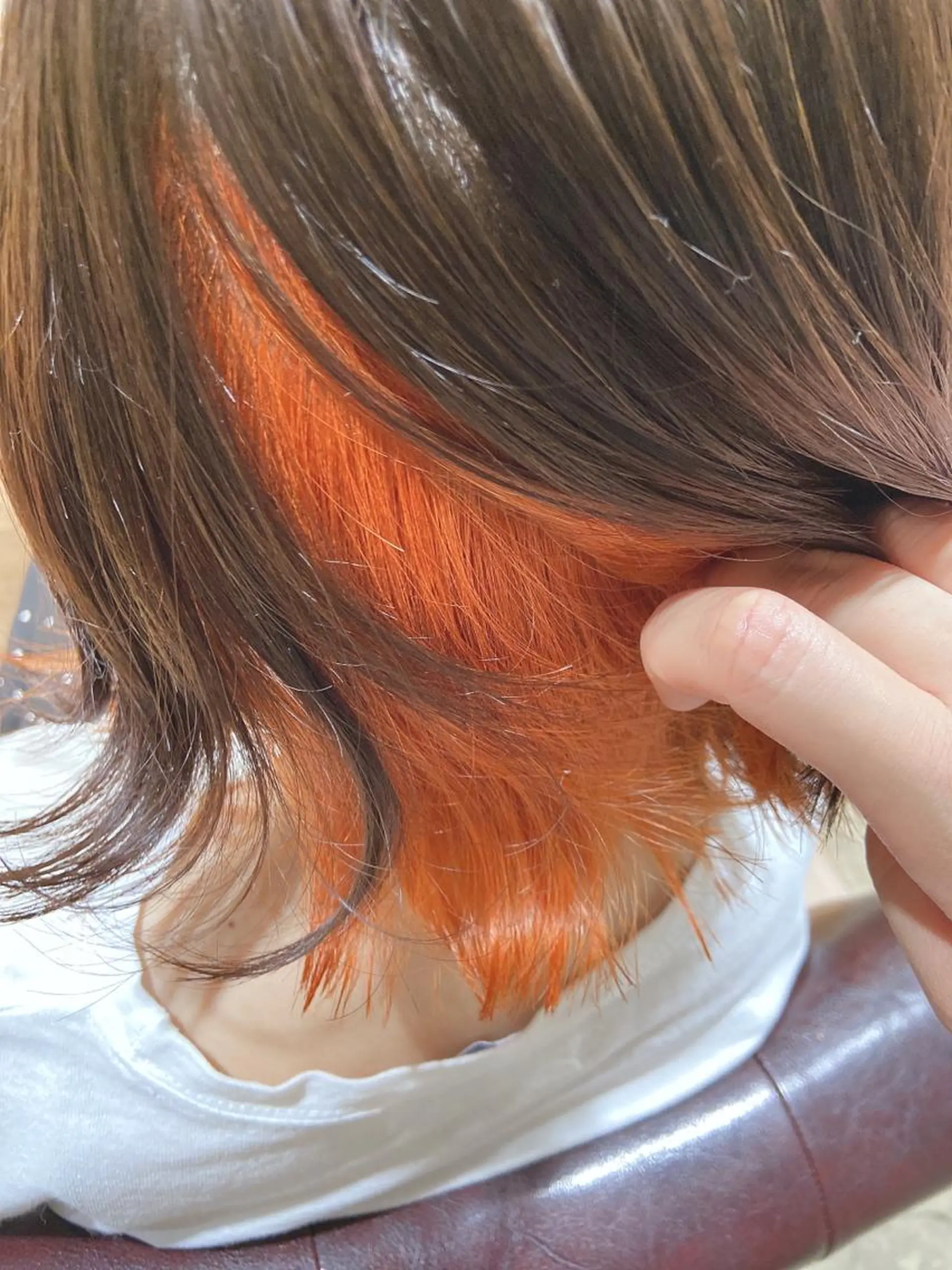 ミディアム カラー ヘアアレンジ インナーカラー オレンジ ヘアカラー トリートメント ＊ヘッドスパ＊ 保田   遥＊のヘアスタイル
