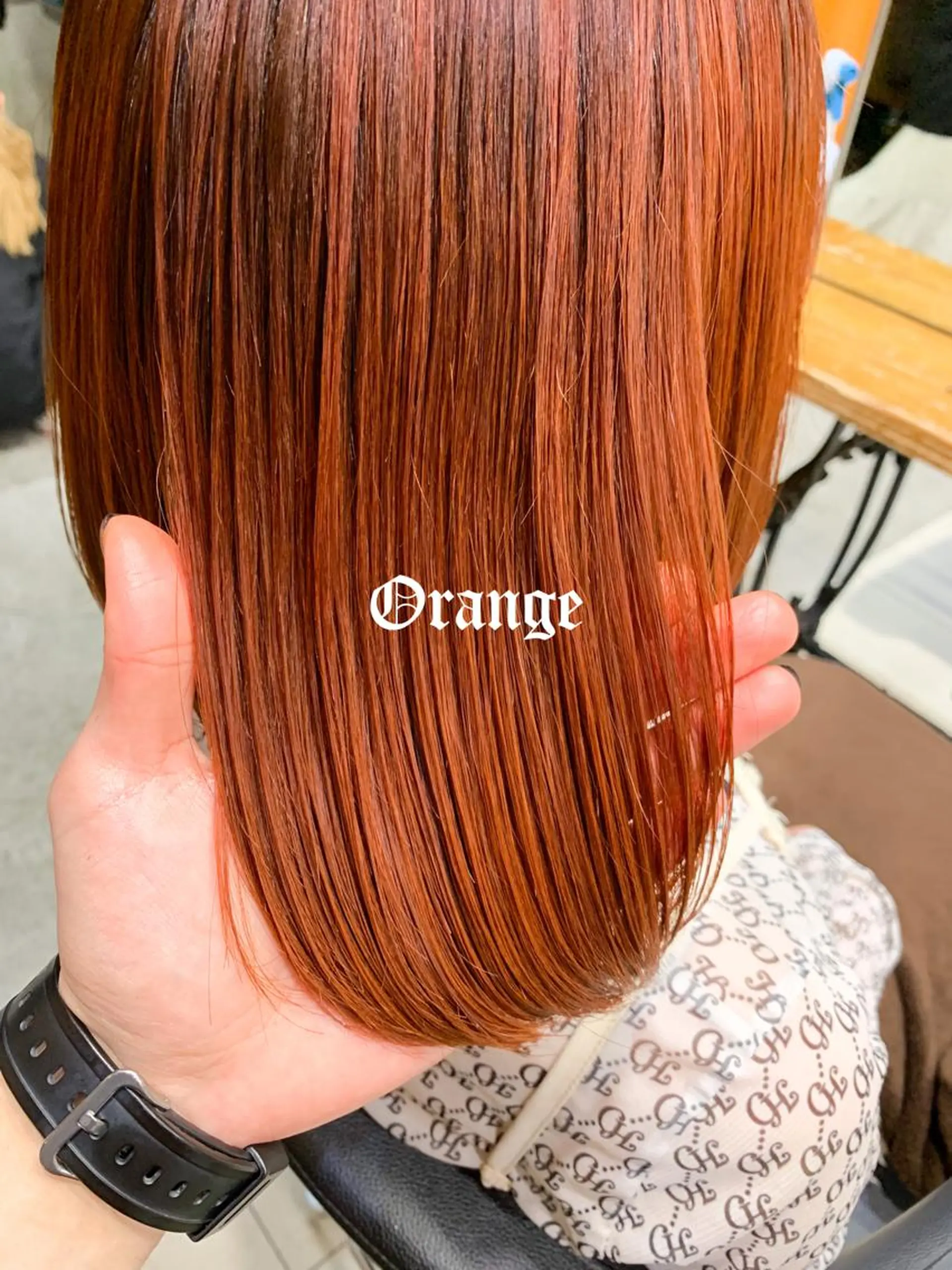 ミディアム カラー ブリーチ ブリーチなしカラー オレンジ メンズパーマ特化 Gakutoのヘアスタイル