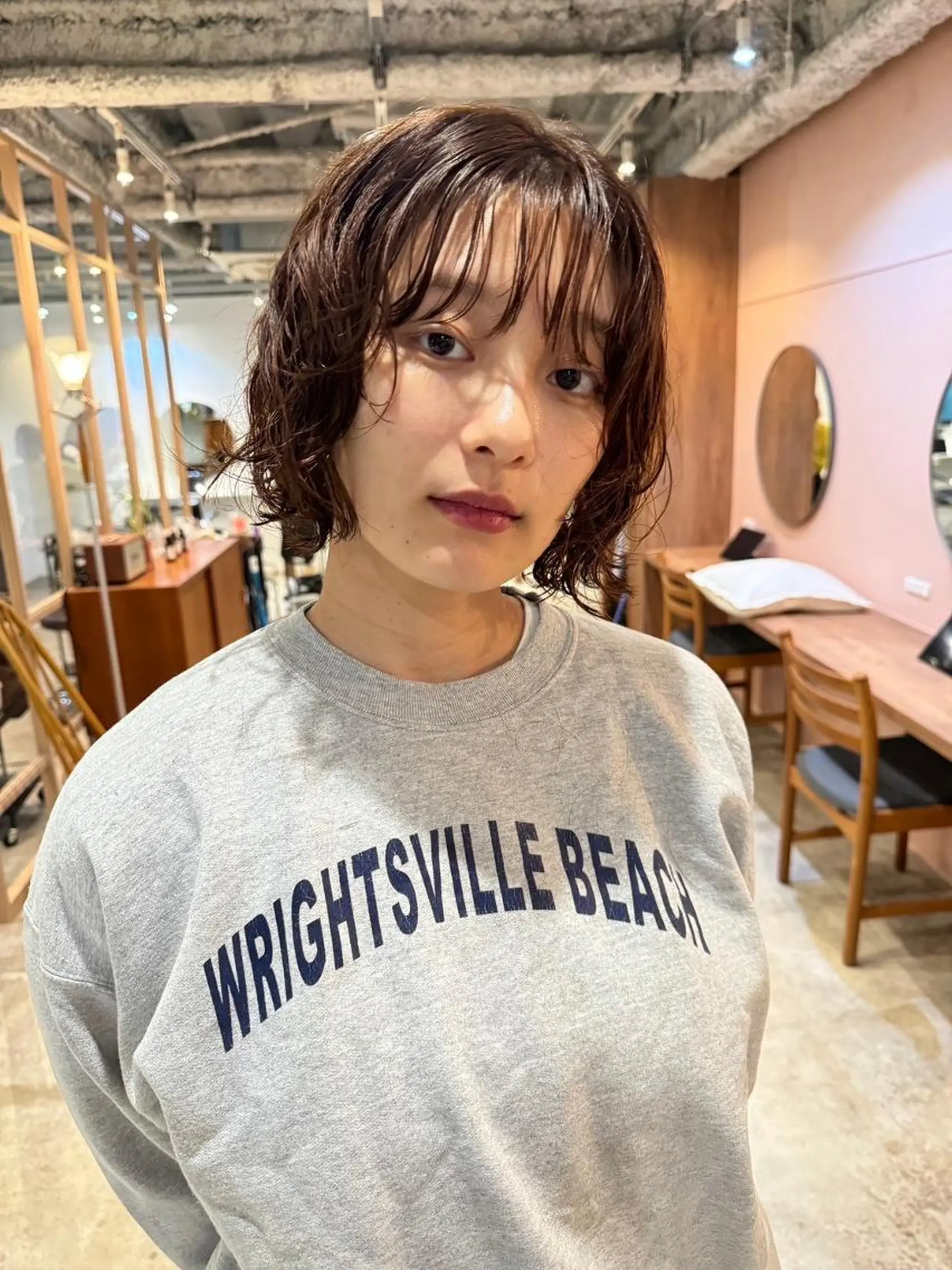 ミディアム カラー パーマ ヘアカラー CEINE PATHのヘアスタイル