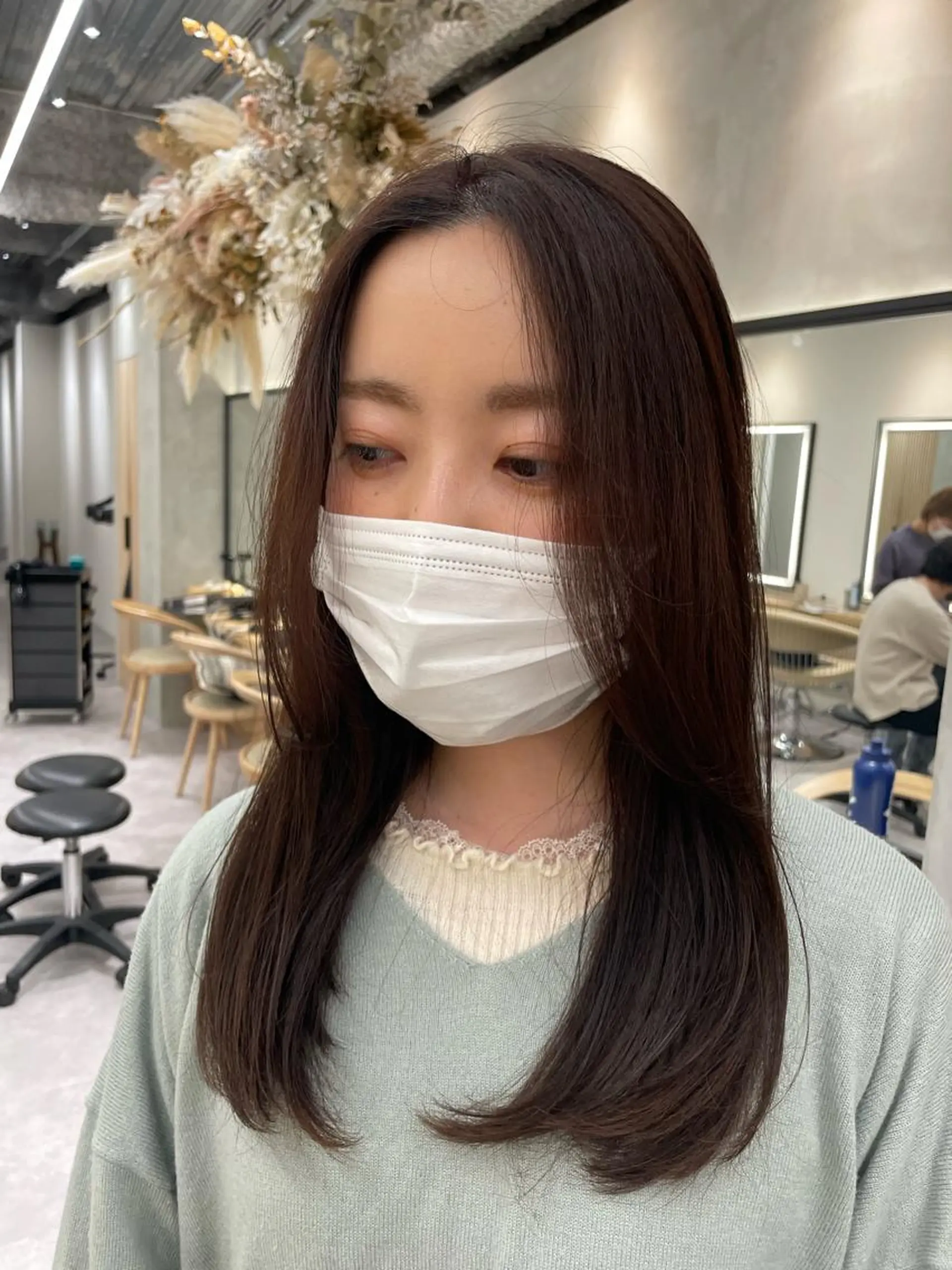 セミロング カラー ヘアアレンジ マツエク・マツパ レイヤー縮毛矯正 ささきすずね💗のヘアスタイル