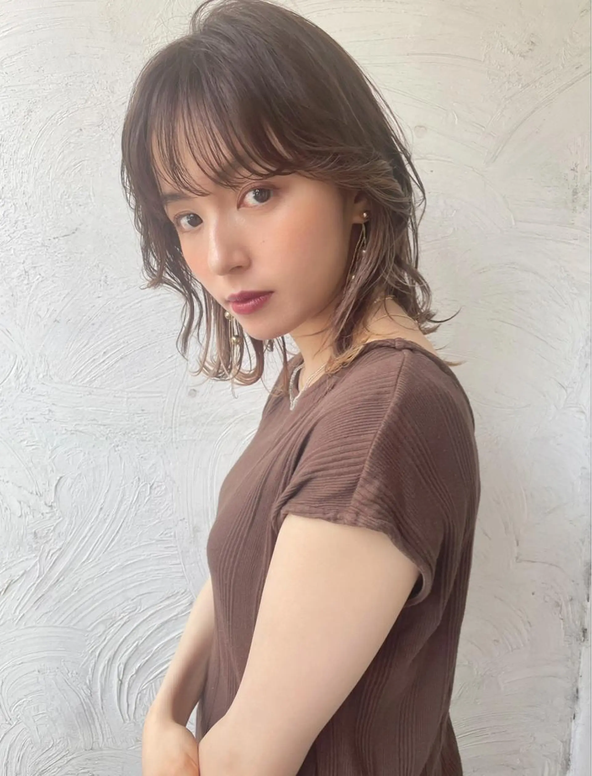 ミディアム カラー ヘアアレンジ グレージュ ヘアカラー トリートメント ヘアセット 金子 廉のヘアスタイル