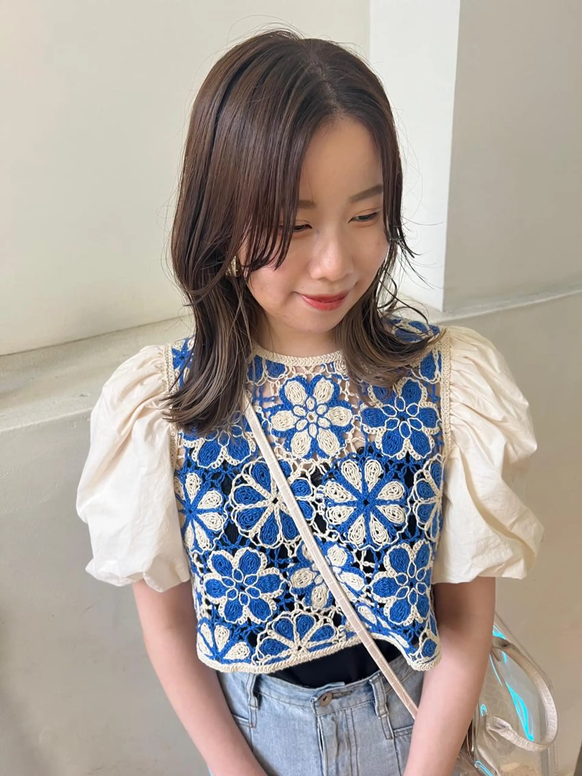 ミディアム カラー 髪質改善 トリートメント 顔周りカット/透明感 カラー✂️MEIのヘアスタイル