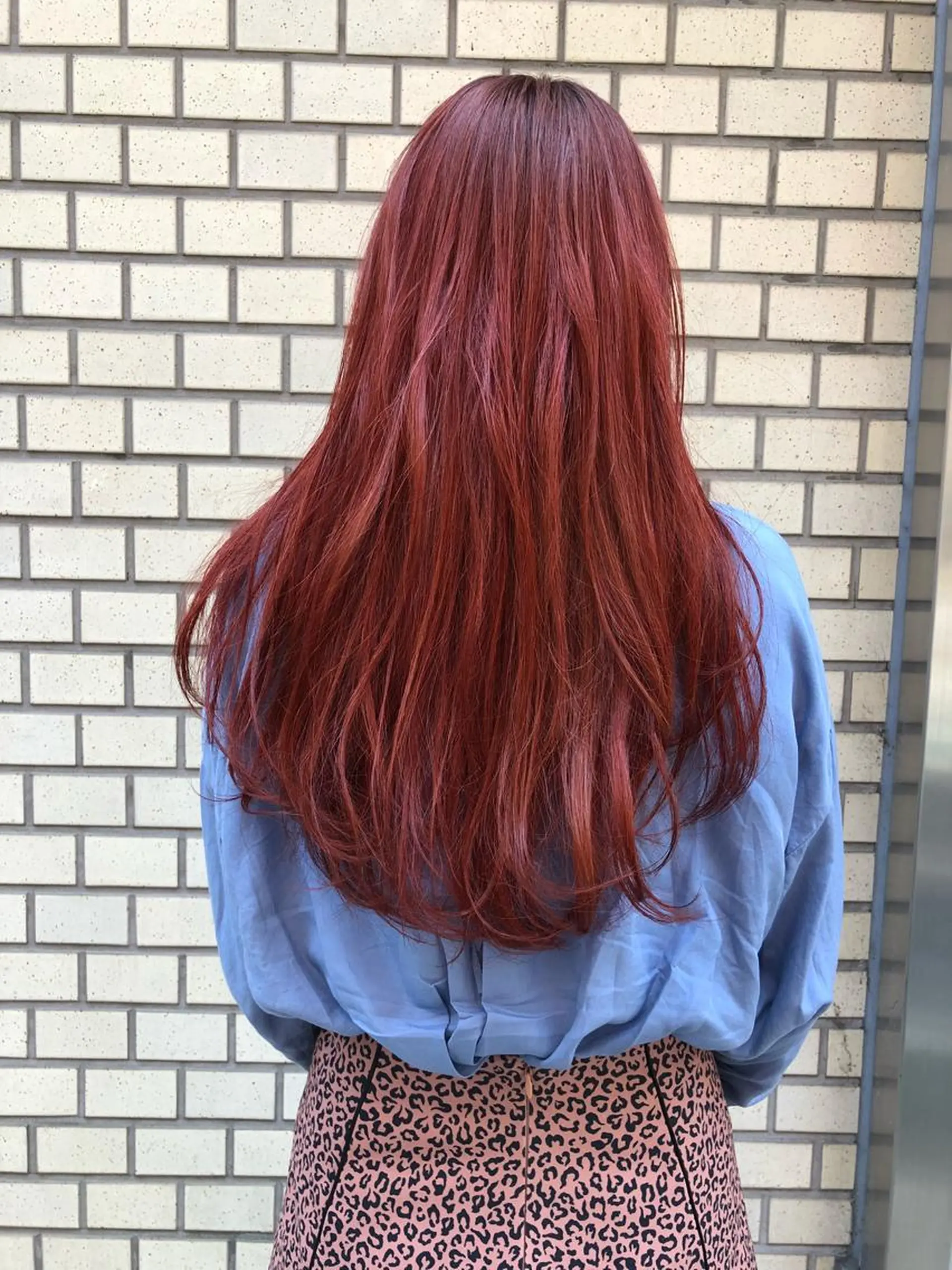 ロング カラー パーマ ヘアアレンジ レッドカラー ヘアカラー LUCK本厚木 浦住 貴大のヘアスタイル