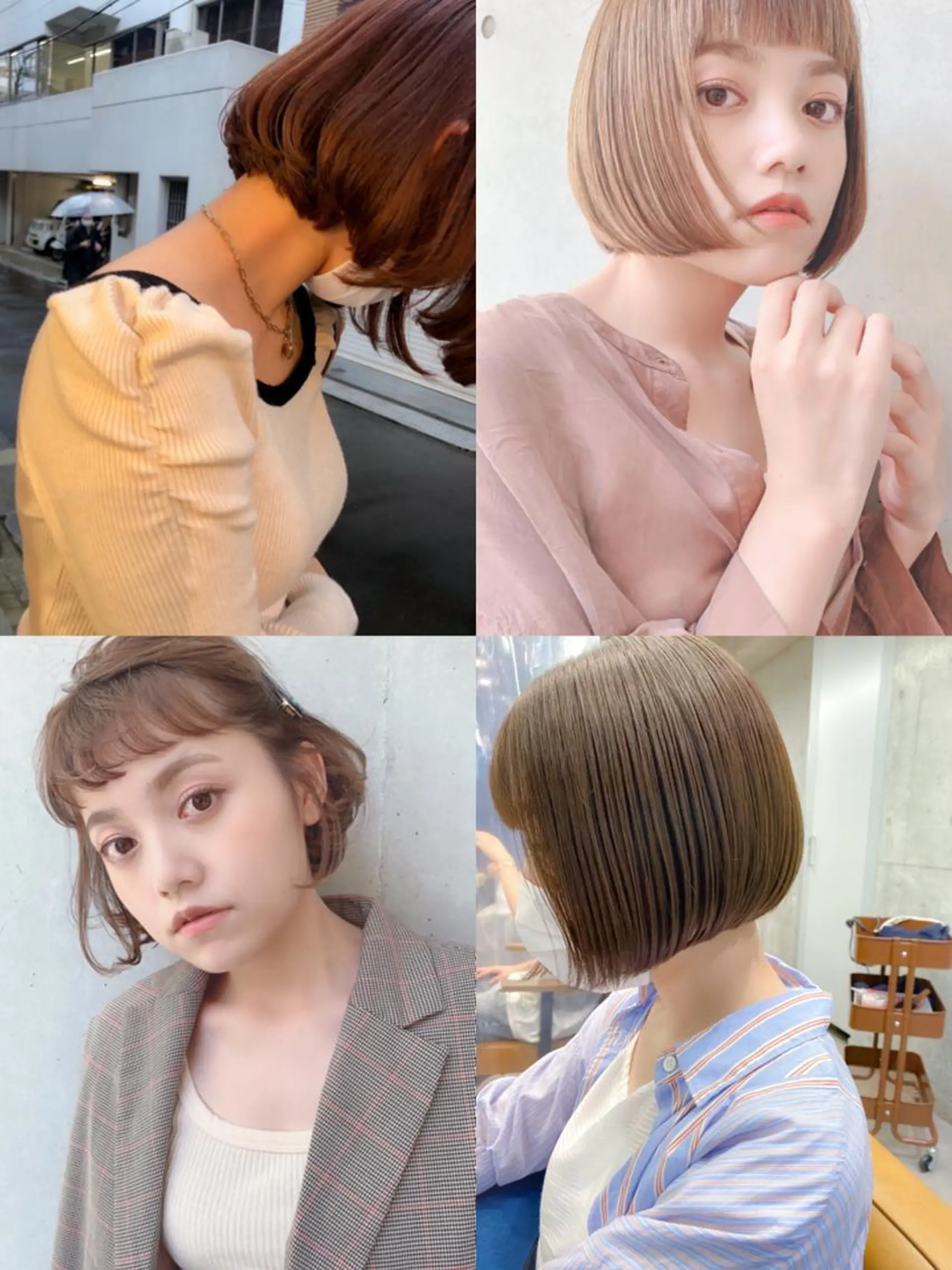 ショート カラー ヘアアレンジ ボブ rii-🩰 トレンド韓国ヘアのヘアスタイル