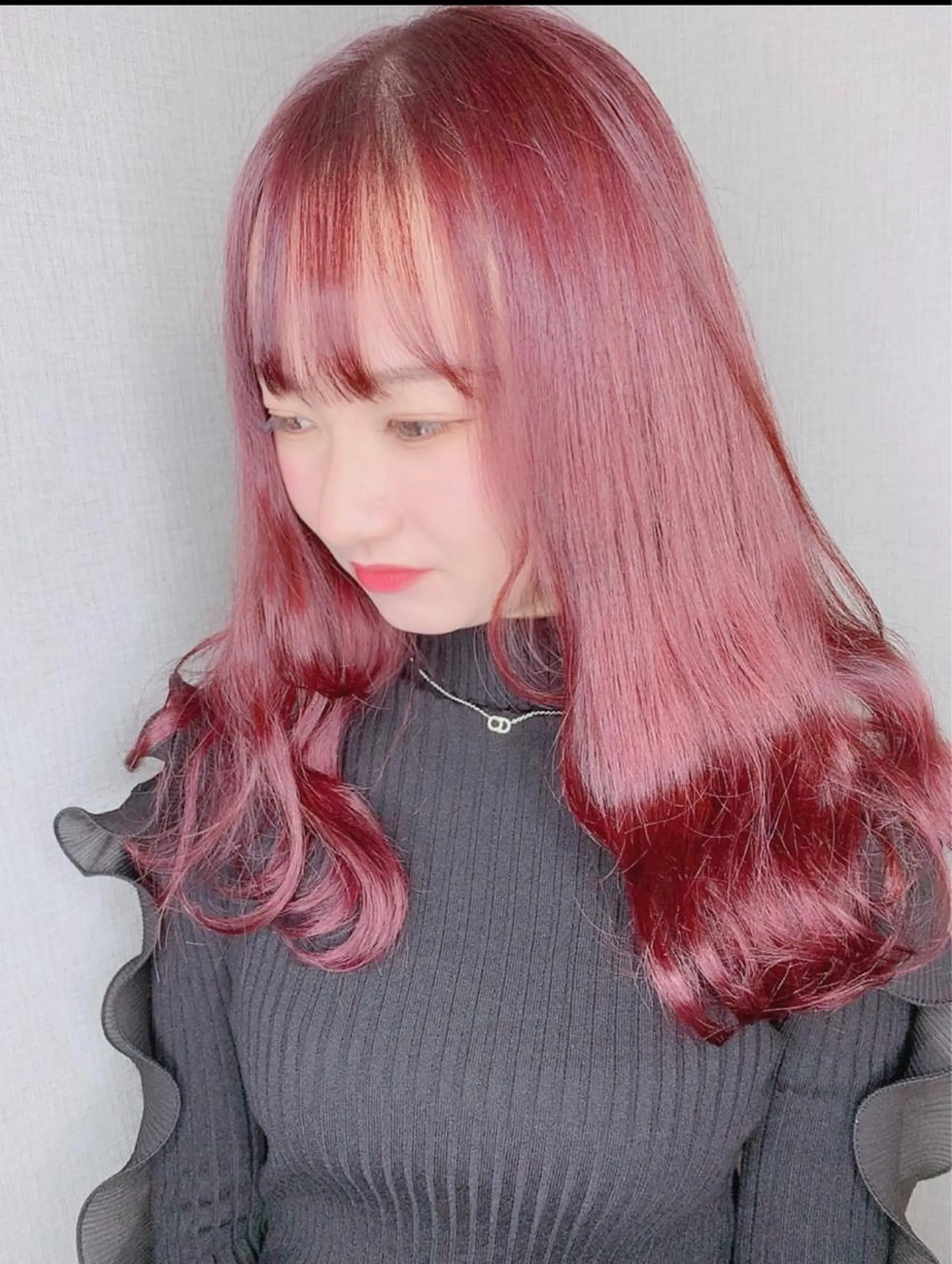 セミロング ハイライト レイヤーカット ヘアカラー トリートメント Selene hair OSAKAのヘアスタイル