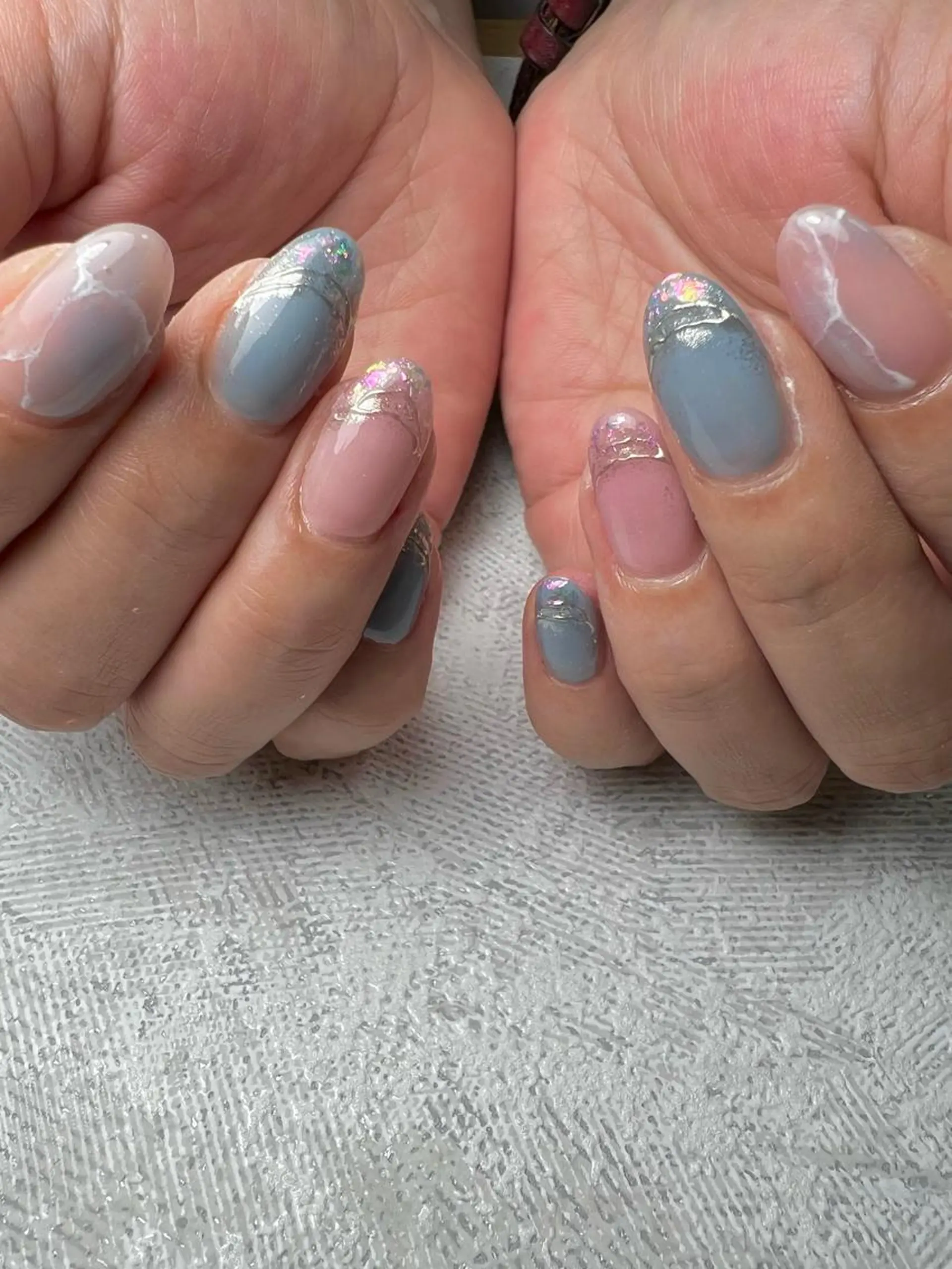 ネイル フレンチネイル ジェルネイル ガラスフレンチ 持ち込み パラジェル flowers nailのネイルデザイン