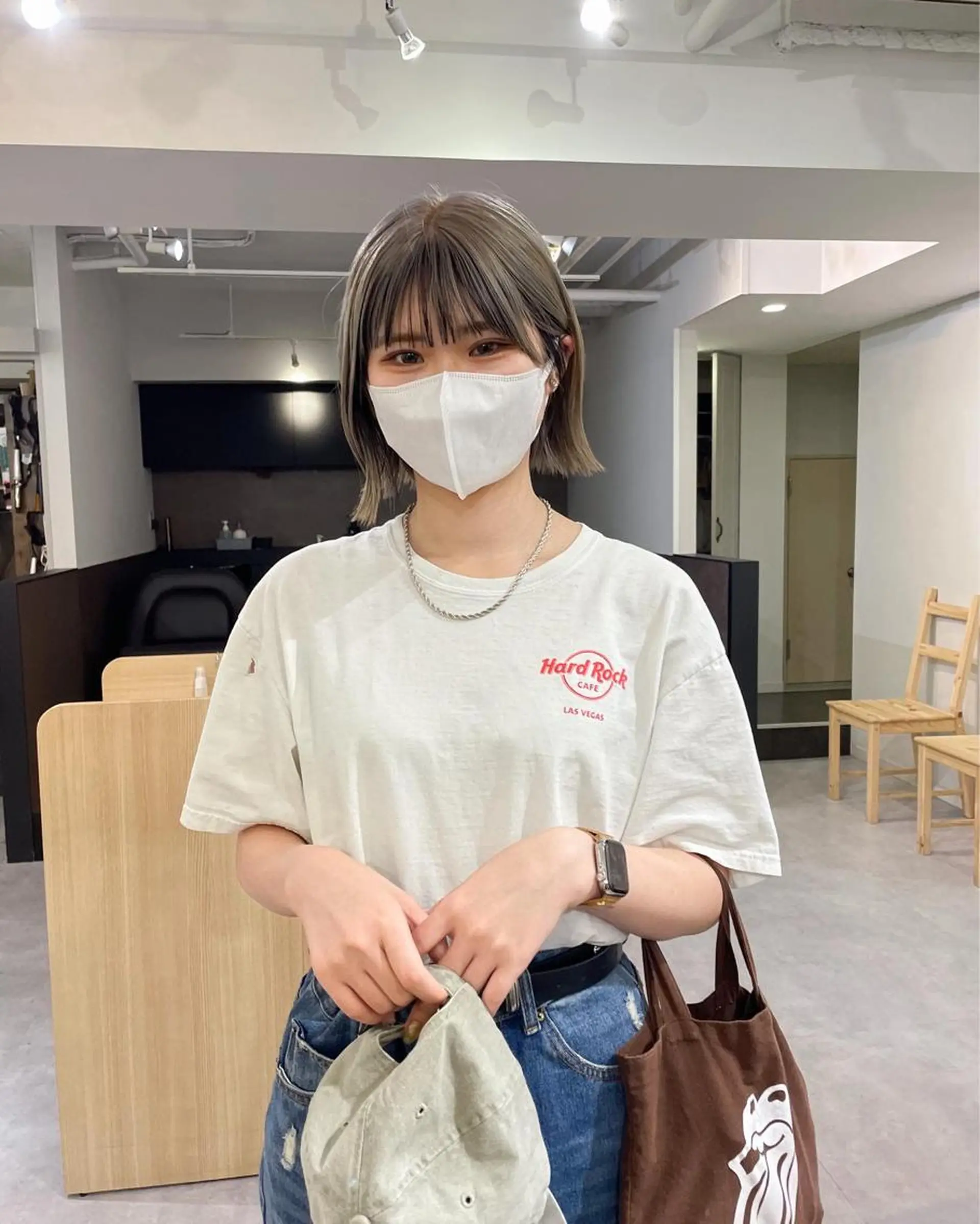 ショート カラー ミストバング ハイトーンカラー ボブ パーマ＊ 顔まわり似合わせのヘアスタイル