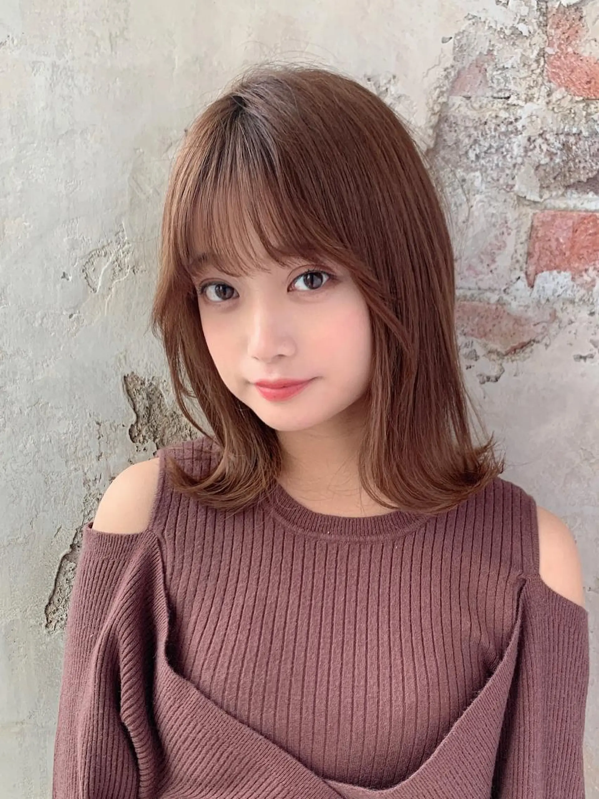 ミディアム カット ヘアカラー トリートメント 🧡くびれヘア/前髪 顔周り🧡久原結衣のヘアスタイル