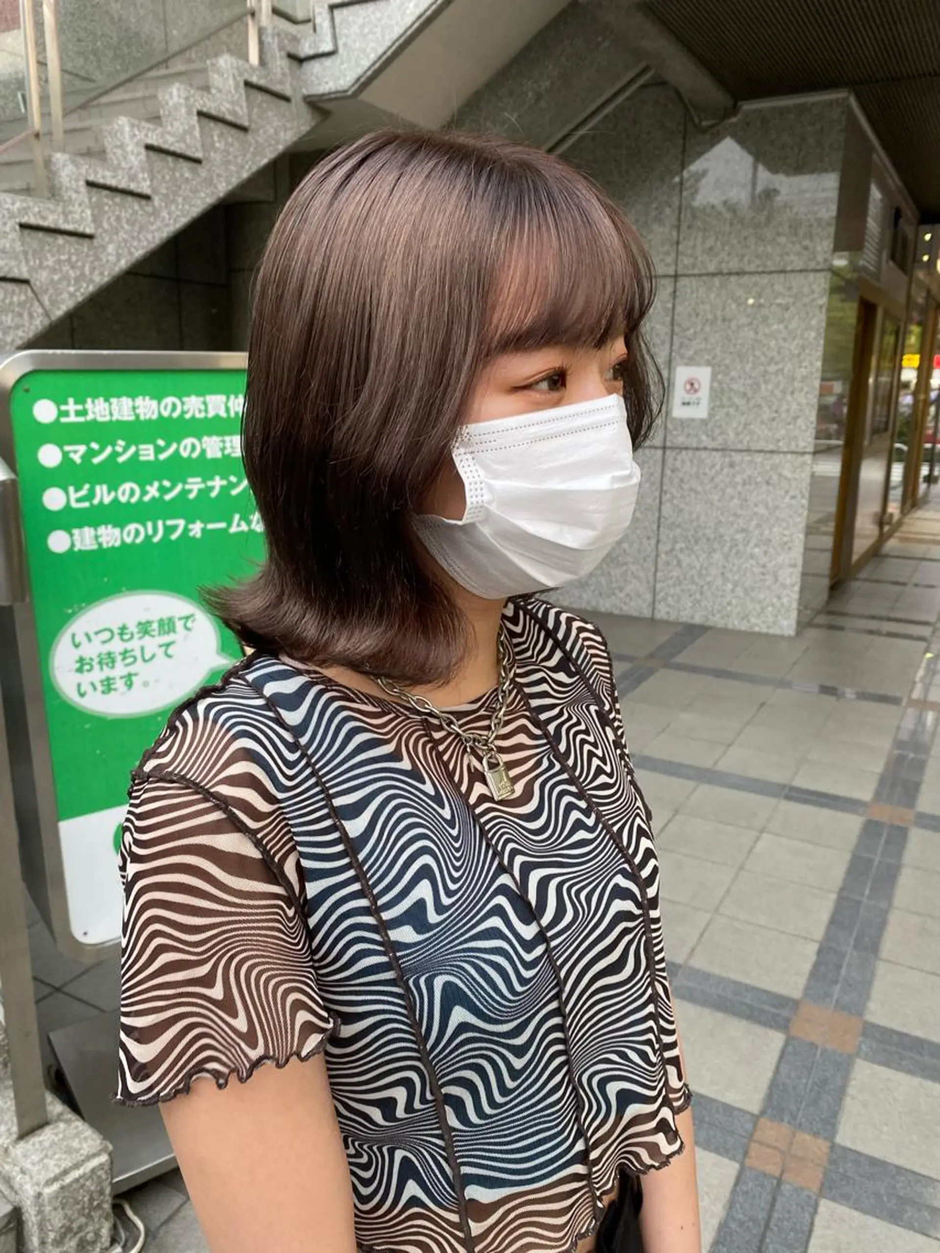 ミディアム カット ヘアカラー トリートメント CHAINON 木原崇了のヘアスタイル