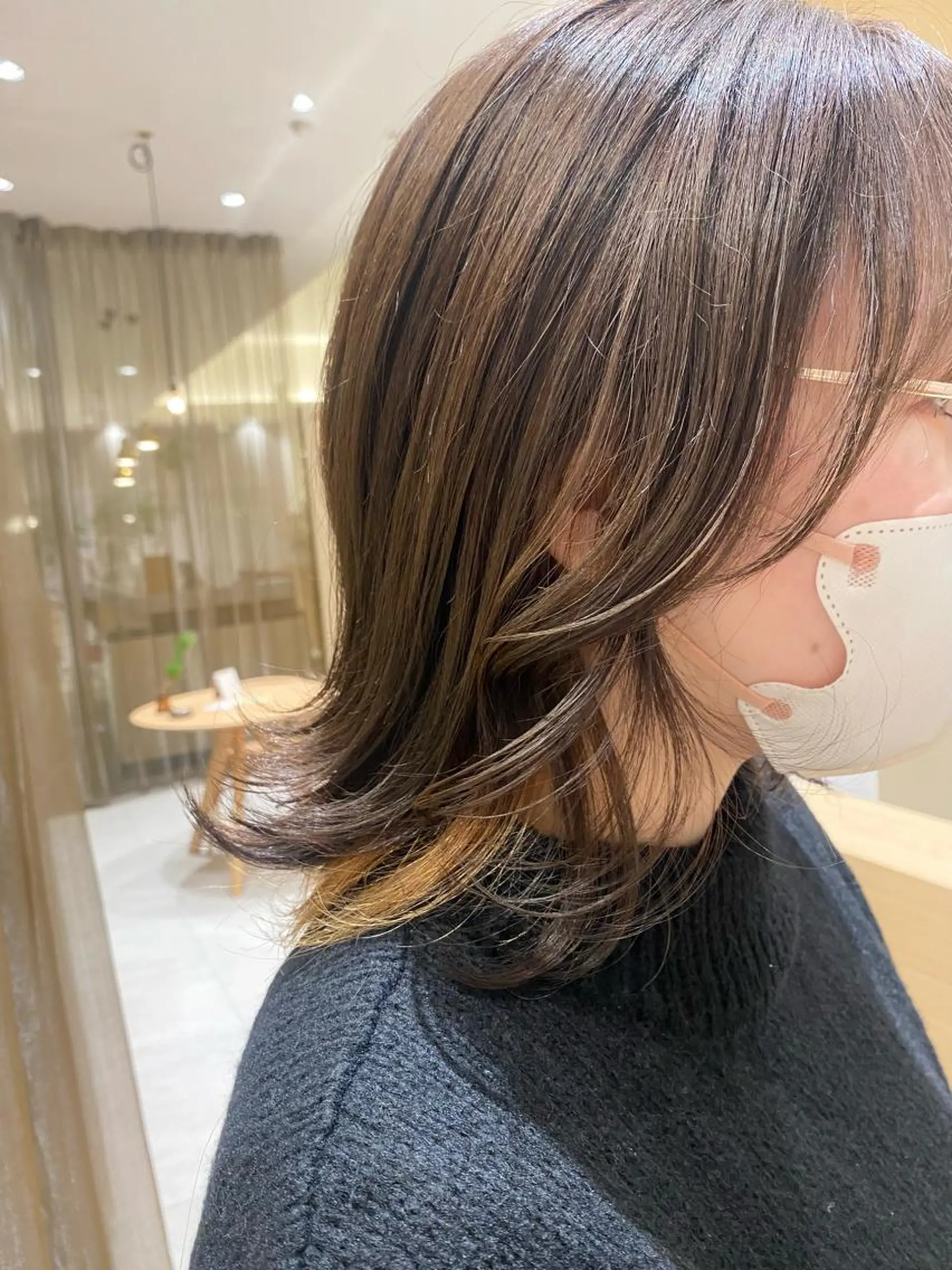 ミディアム カラー 顔周りカット 小顔カット カット ヘアカラー みやび🫧髪質改善 🫧透明感カラー🫧のヘアスタイル