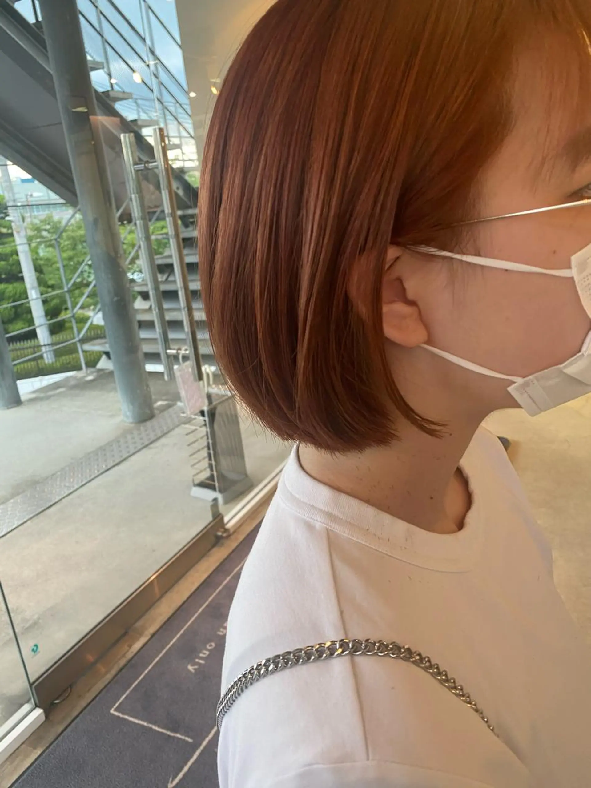 ミディアム カラー ベージュカラー ブリーチ オレンジ オレンジベージュ 中村 瑞希のヘアスタイル