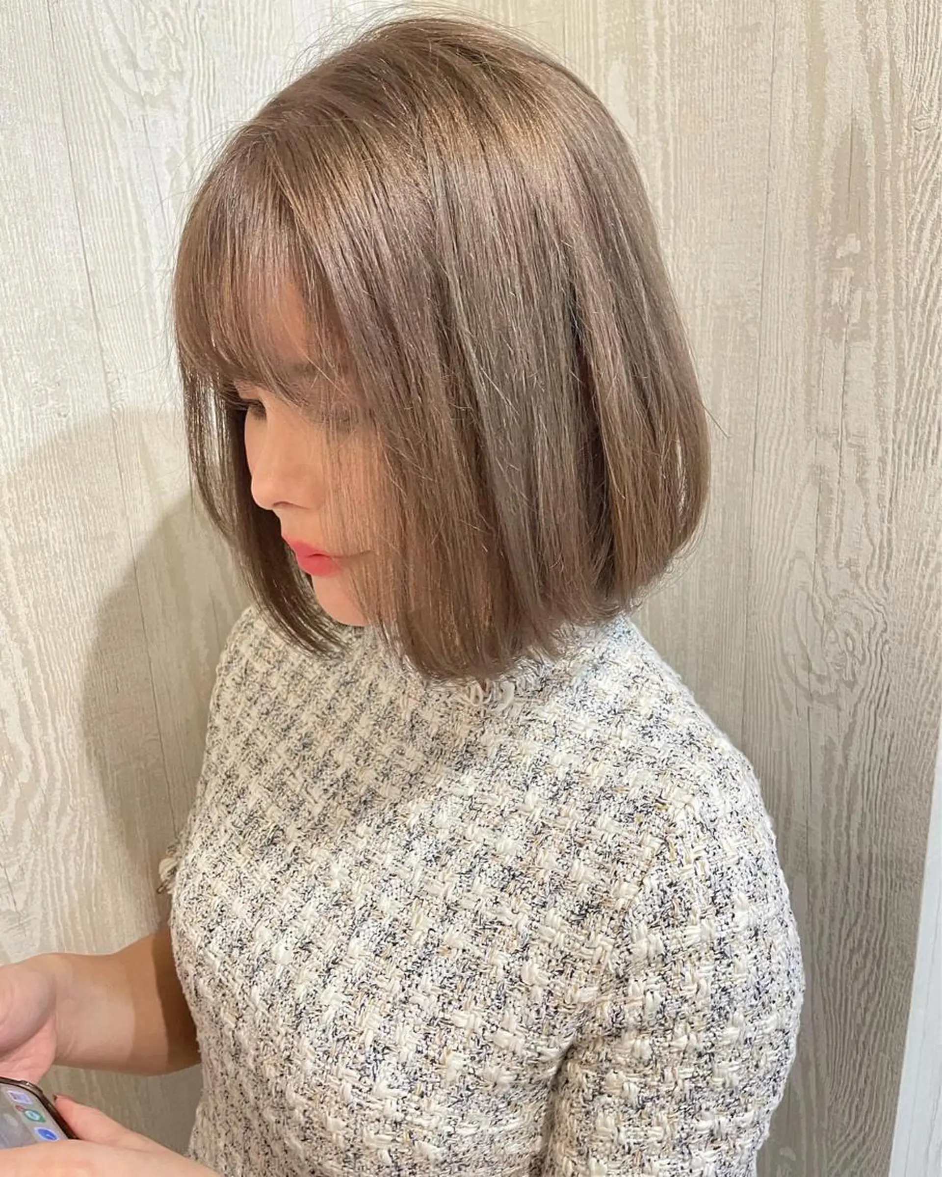 ショート カラー アッシュ ベージュカラー 透明感カラー ミルクティーベージュ ボブ カット ヘアカラー トリートメント 河合秀明/ショート /ボブ/レイヤーのヘアスタイル