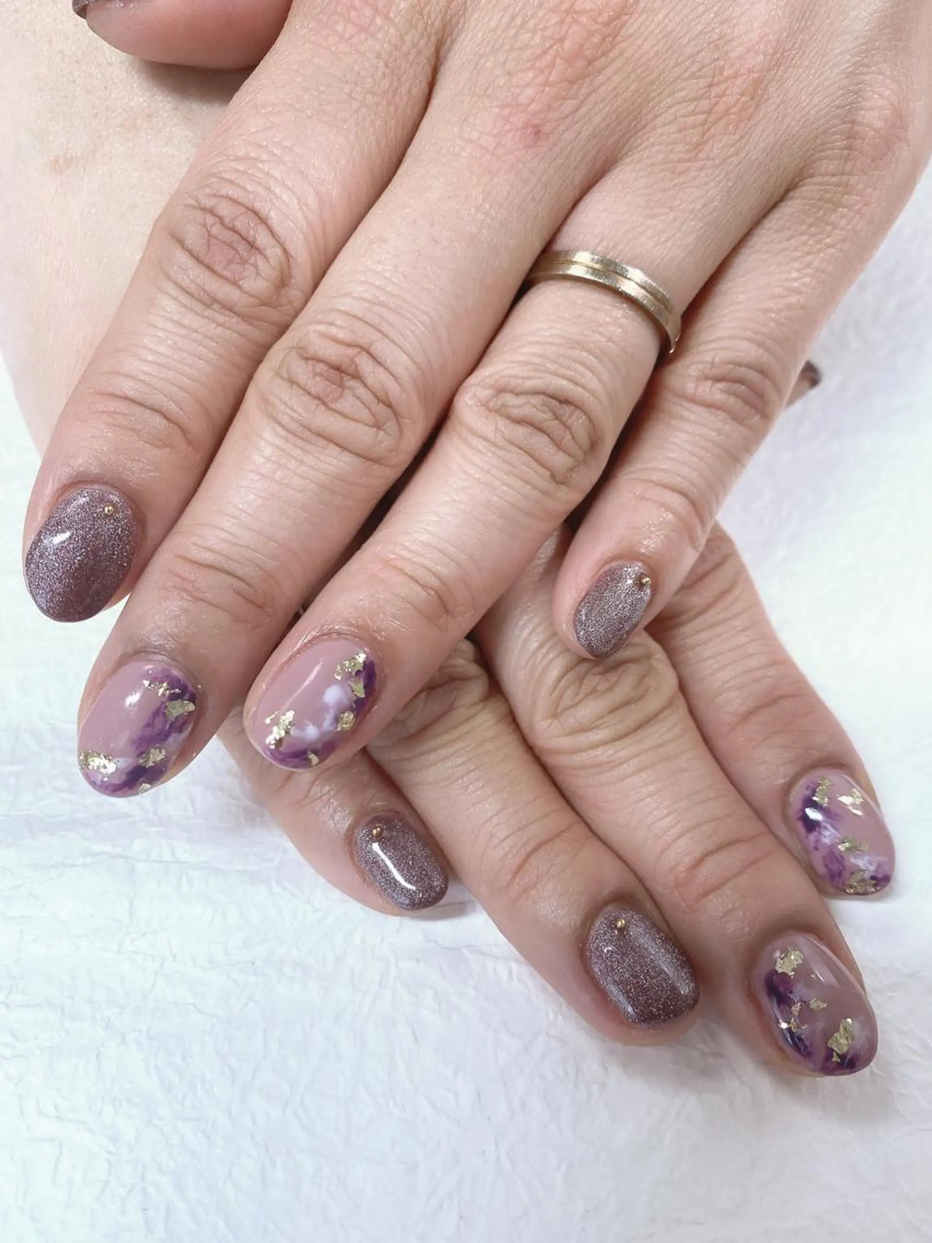 ネイル キラキラネイル マグネットネイル 大理石ネイル(マーブル) Bienvenue りょうこのネイルデザイン