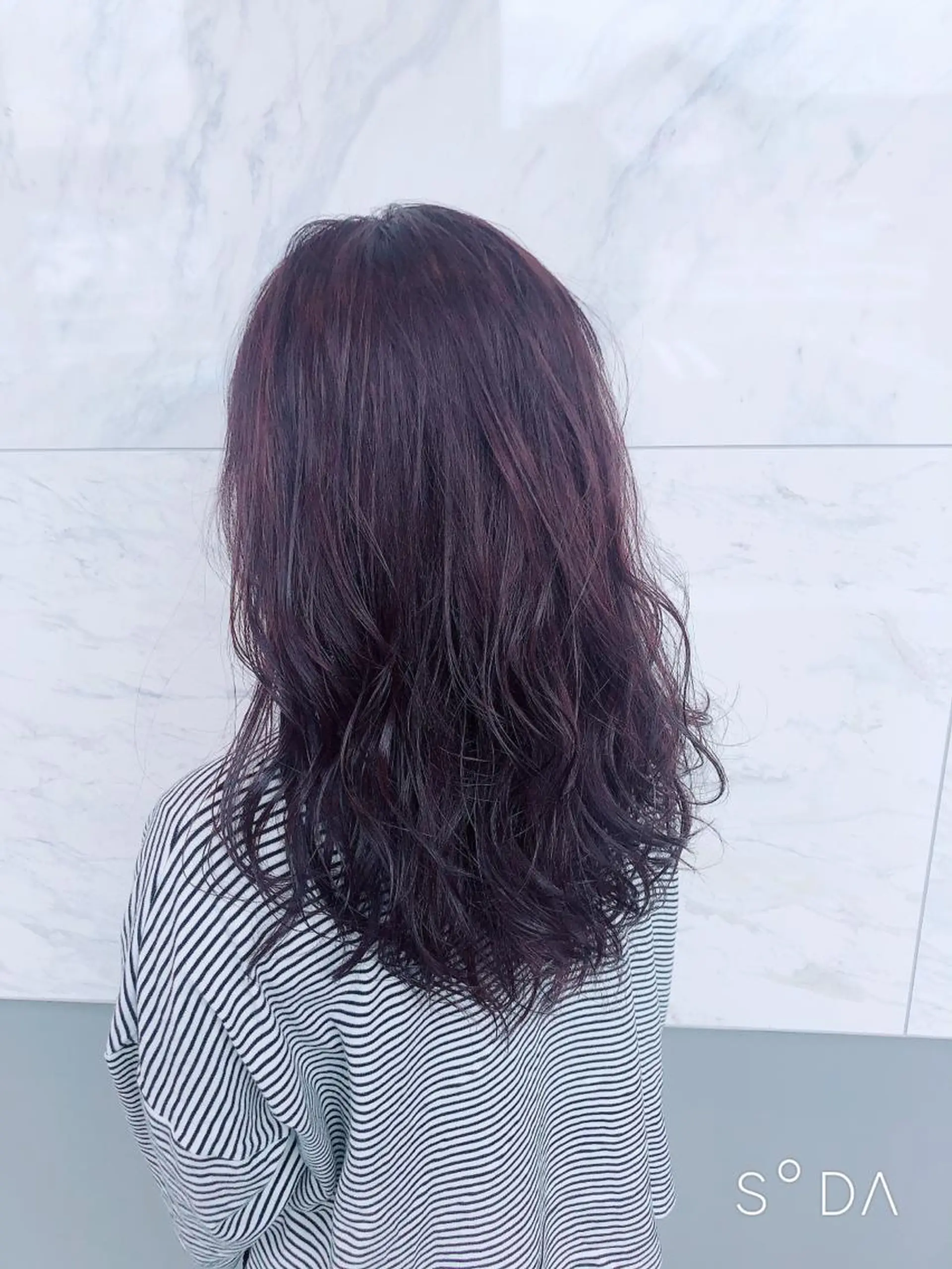 セミロング カラー ブラウンカラー バイオレットカラー バイオレットブラウン ヘアカラー 難しい髪質の縮毛矯正 高岡/射水/髪質改善のヘアスタイル