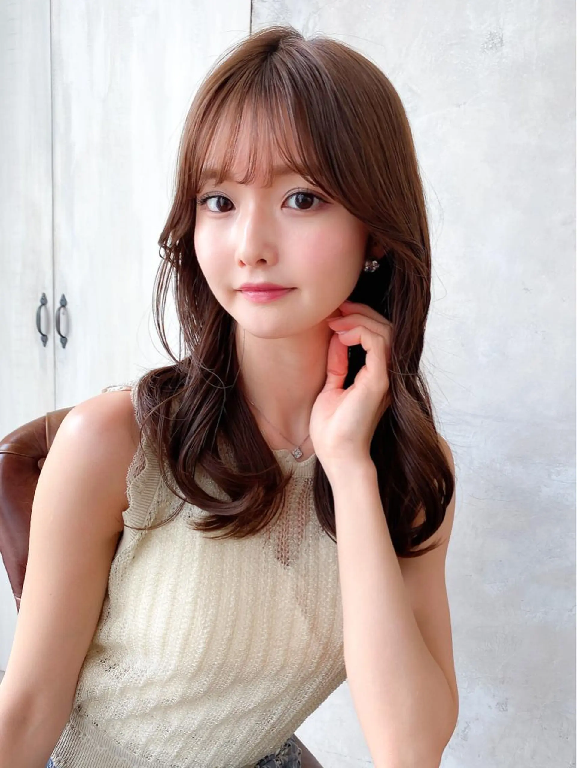 セミロング カラー ベージュカラー ブラウンカラー ブラウンベージュ くびれヘア 顔周りカット カット ヘアカラー トリートメント 顔周り/くびれヘア 韓国ヘア💕風間るなのヘアスタイル