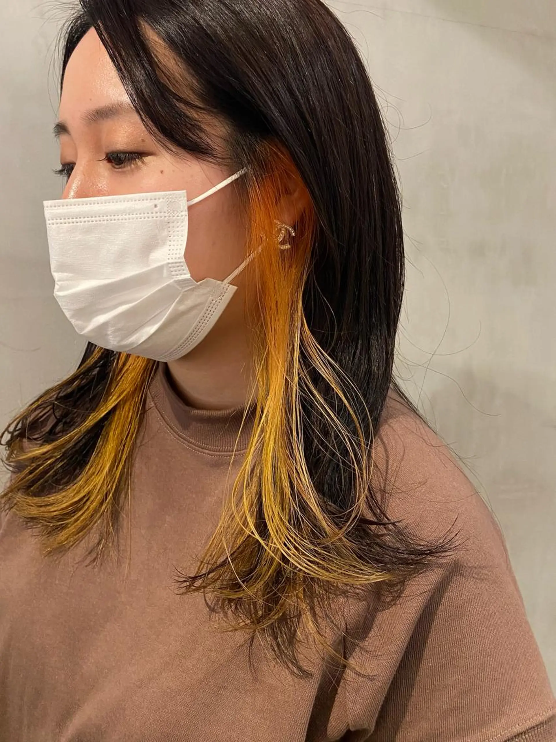 セミロング カラー グラデーションカラー オレンジ イエローカラー ヘアカラー トリートメント 無加工で盛れる🎀 オタク特化🎀ゆうなのヘアスタイル