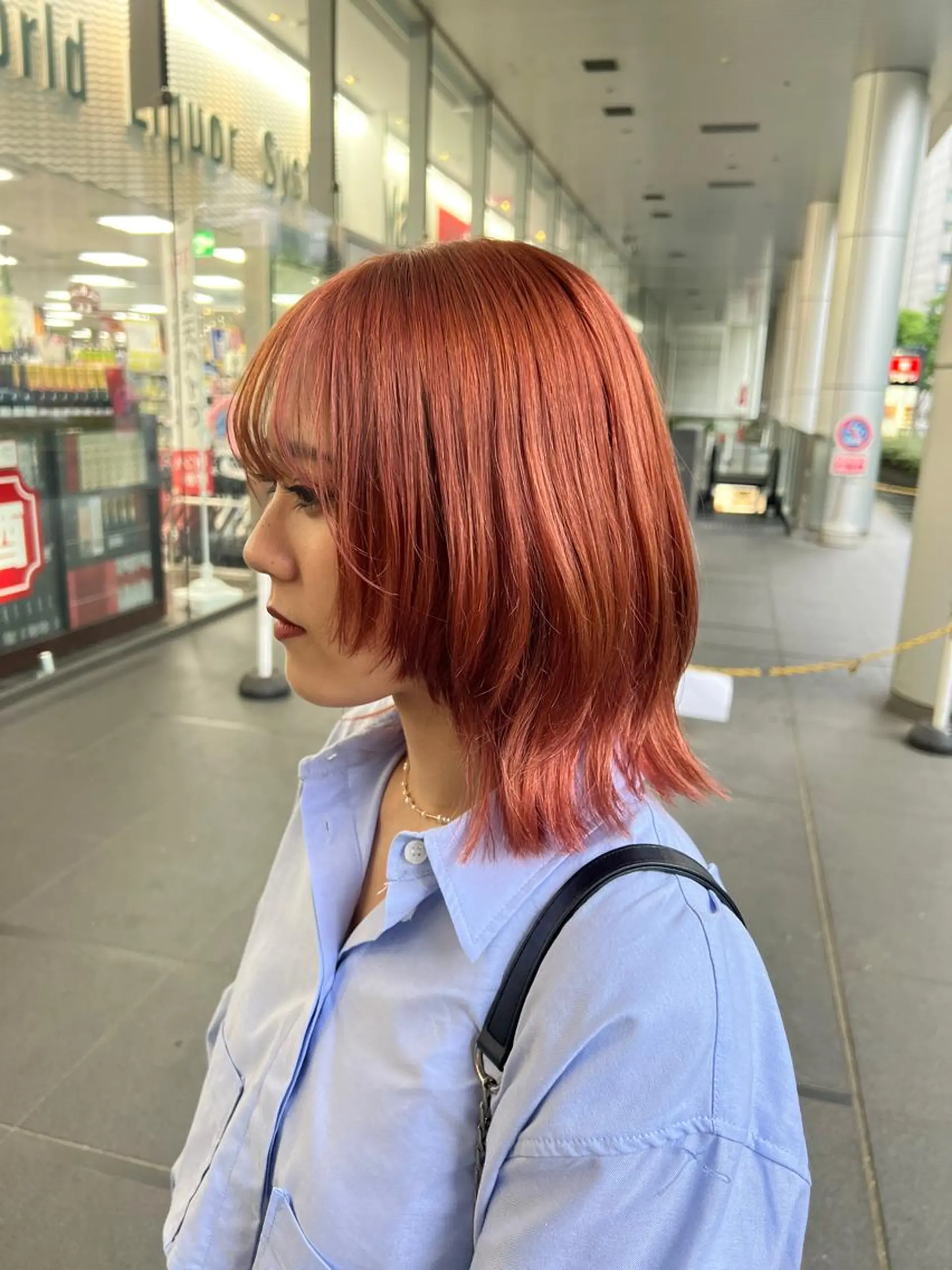 ミディアム カラー オレンジ ピンクカラー beleefric 🩵黒木芽衣のヘアスタイル