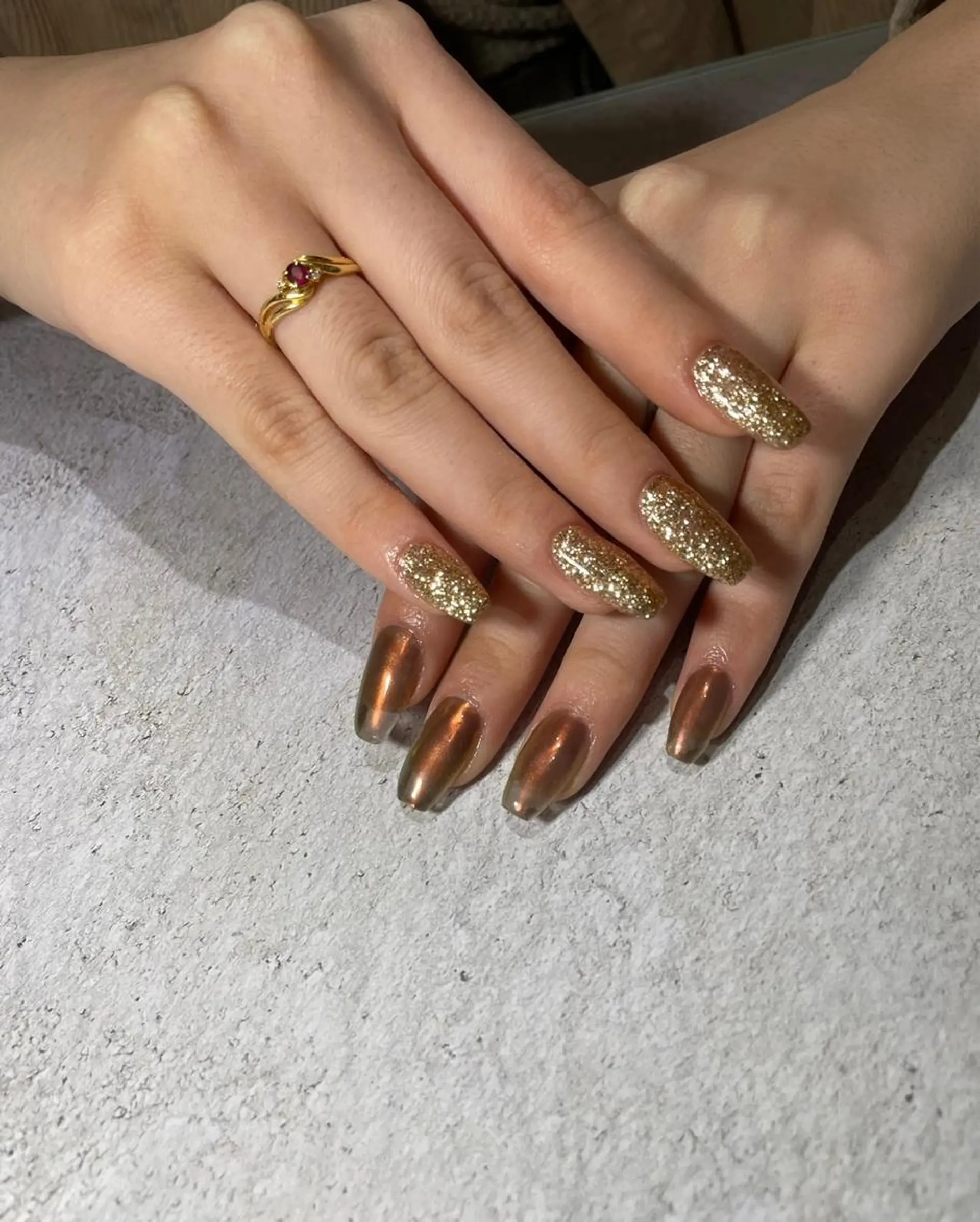 ネイル ラメ(グリッター) ミラーネイル nail salon CIELのネイルデザイン