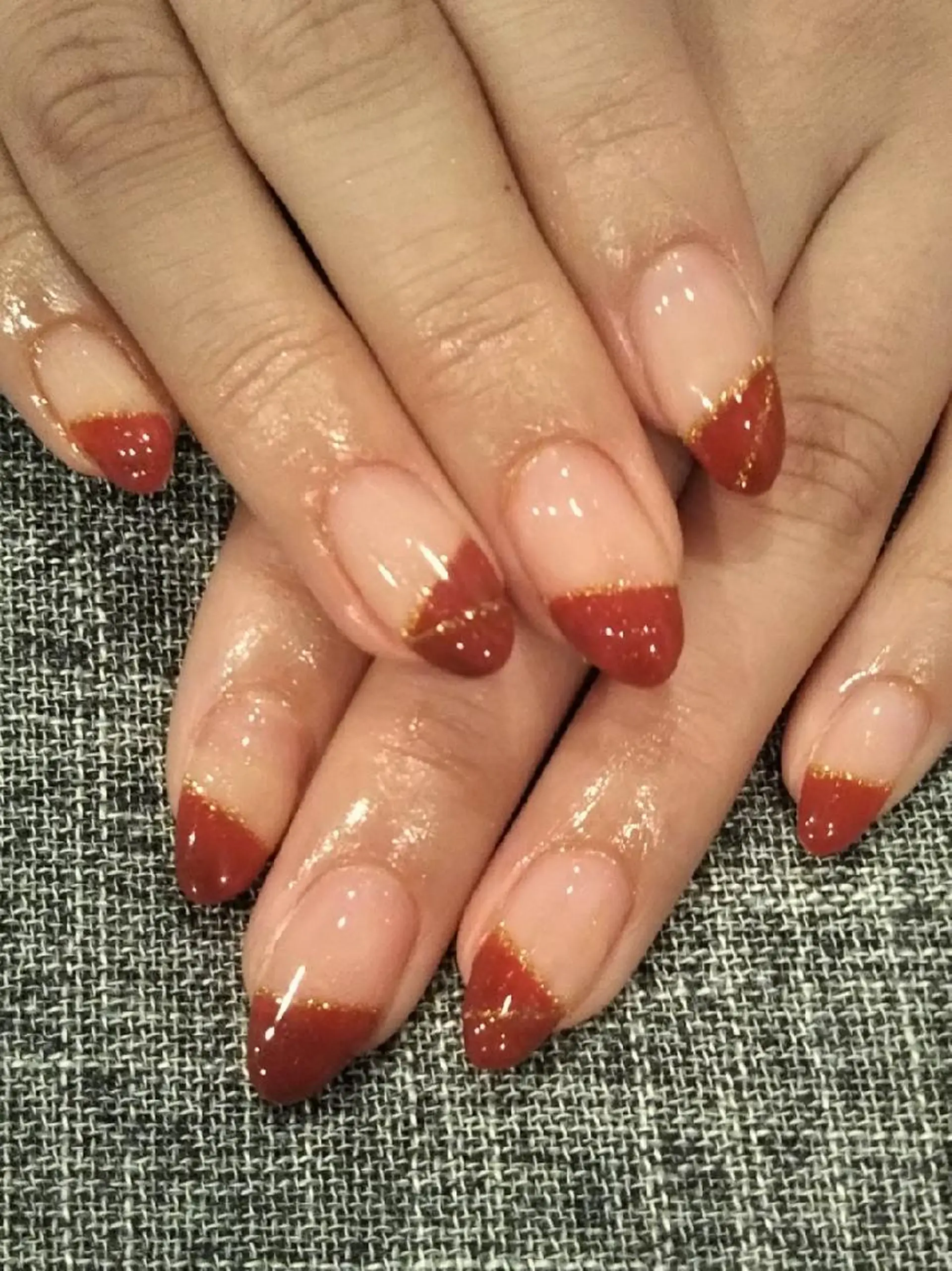 ネイル ボルドー フレンチネイル 斜めフレンチ ハンドネイル private salon mieのネイルデザイン