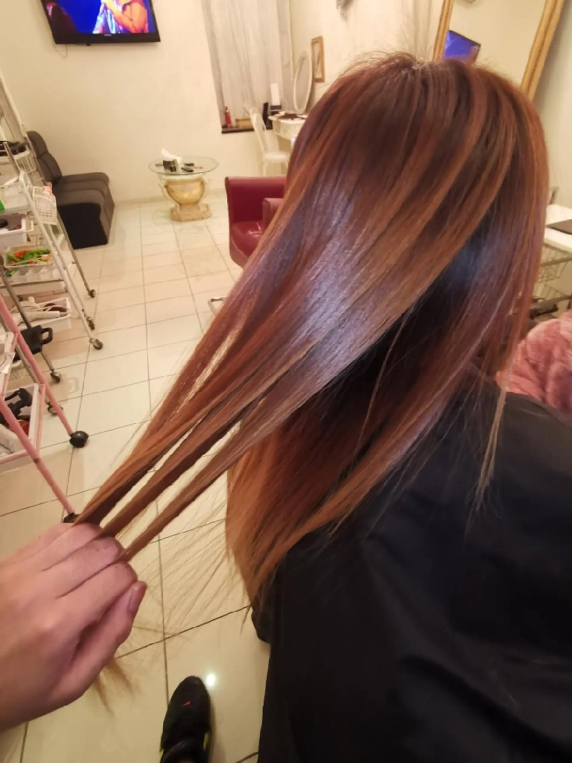 ロング カラー アクアカラー トリートメント 東心斎橋peace 豆柴サロンのヘアスタイル