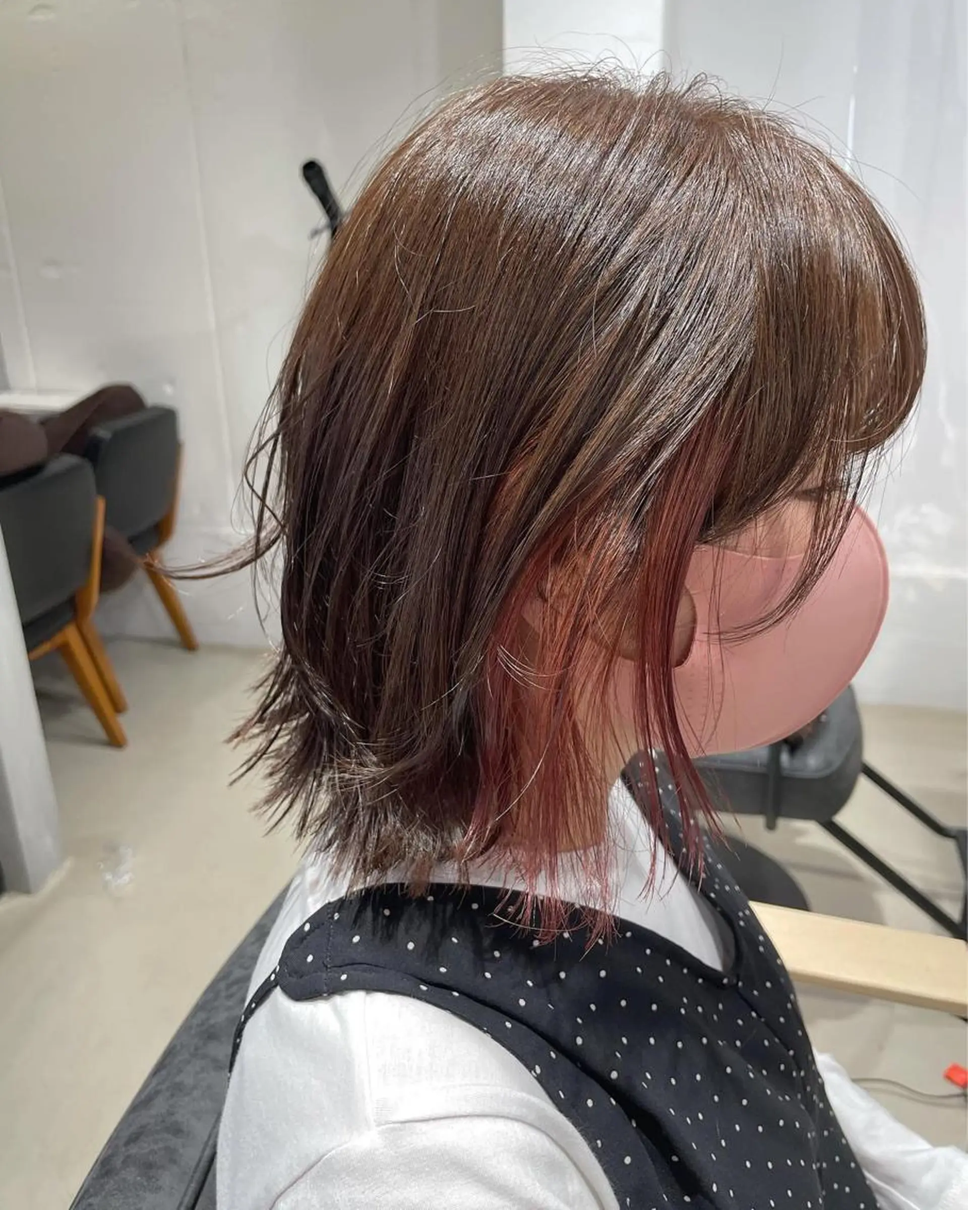 ショート 暖色カラー🍊 ボブ🌿顔周りcutのヘアスタイル