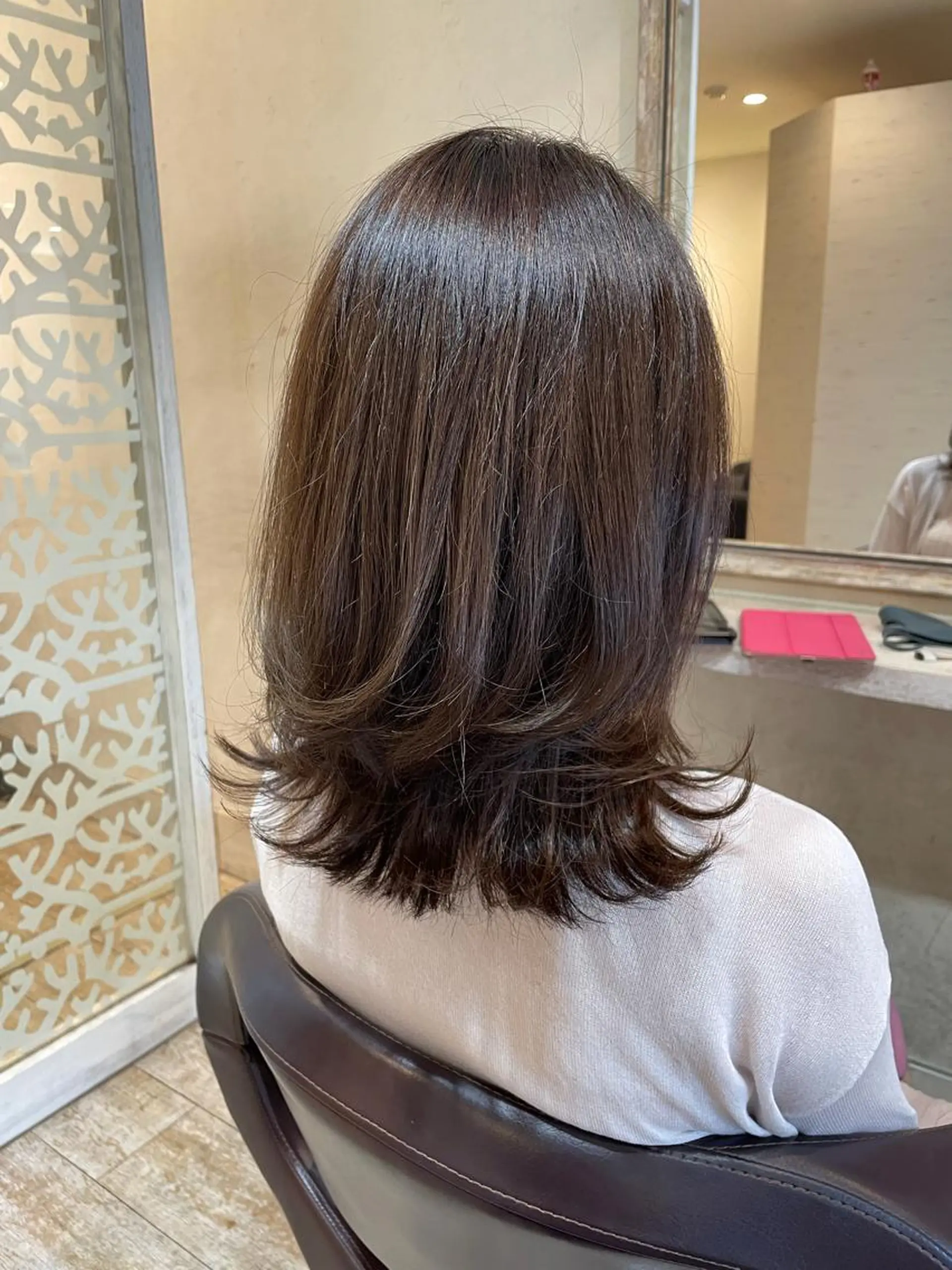 セミロング カラー カット ヘアカラー Agu hair verse所属・小顔/似合わせカット 杉山莉菜のヘアスタイル