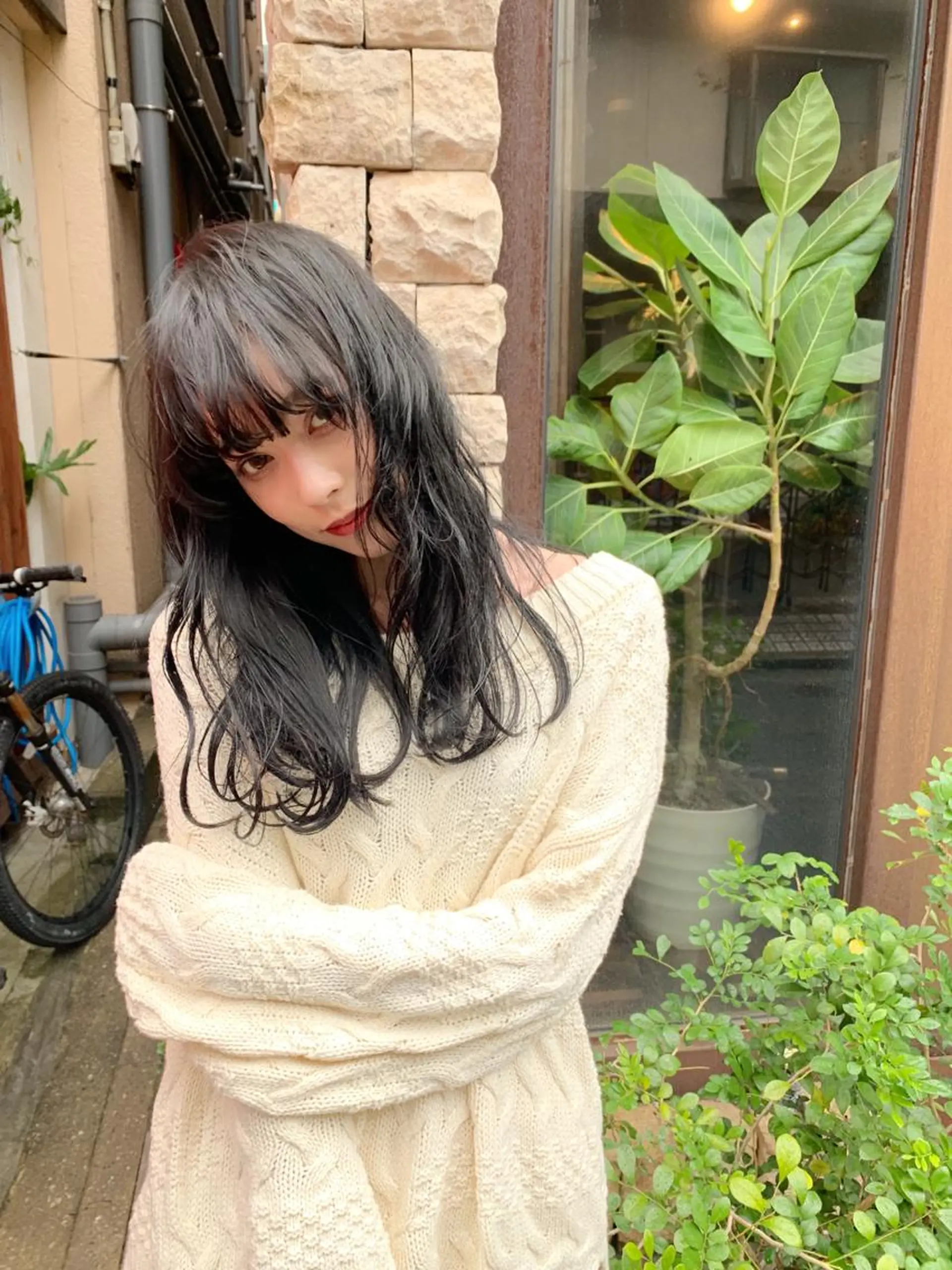 セミロング カラー パーマ 黒髪 カット Libre×Reco所属・Libre 西野圭一のヘアスタイル