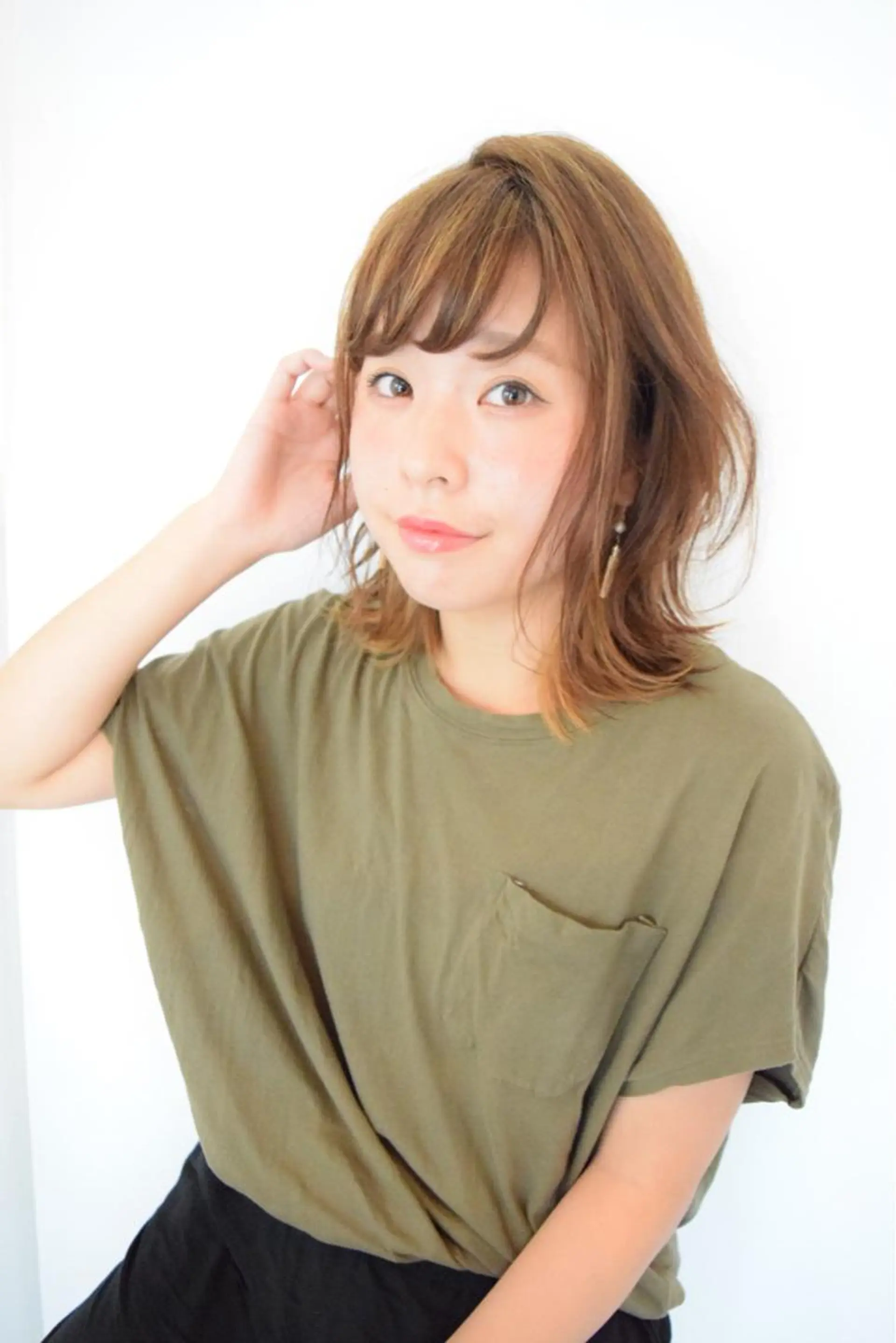 ミディアム セミロング カラー パーマ 高橋 隆一のヘアスタイル