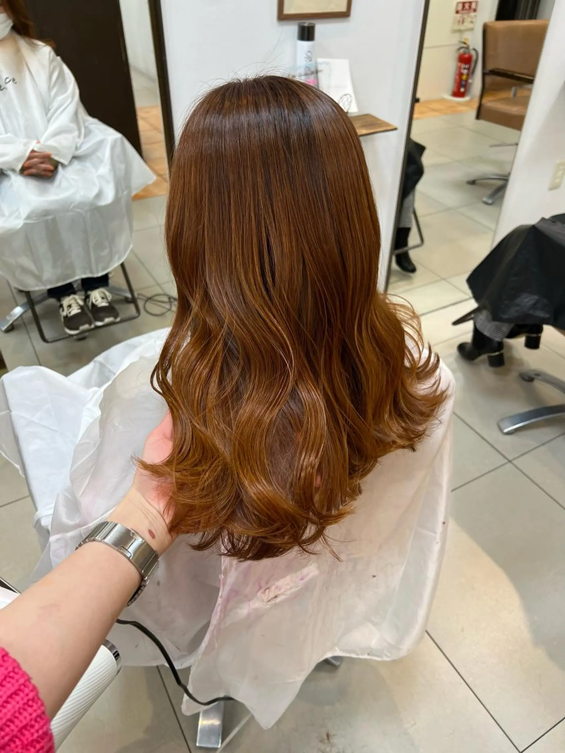 ロング カラー ブラウンカラー オレンジ オレンジブラウン SOYONなんば店 ／韓国風のヘアスタイル