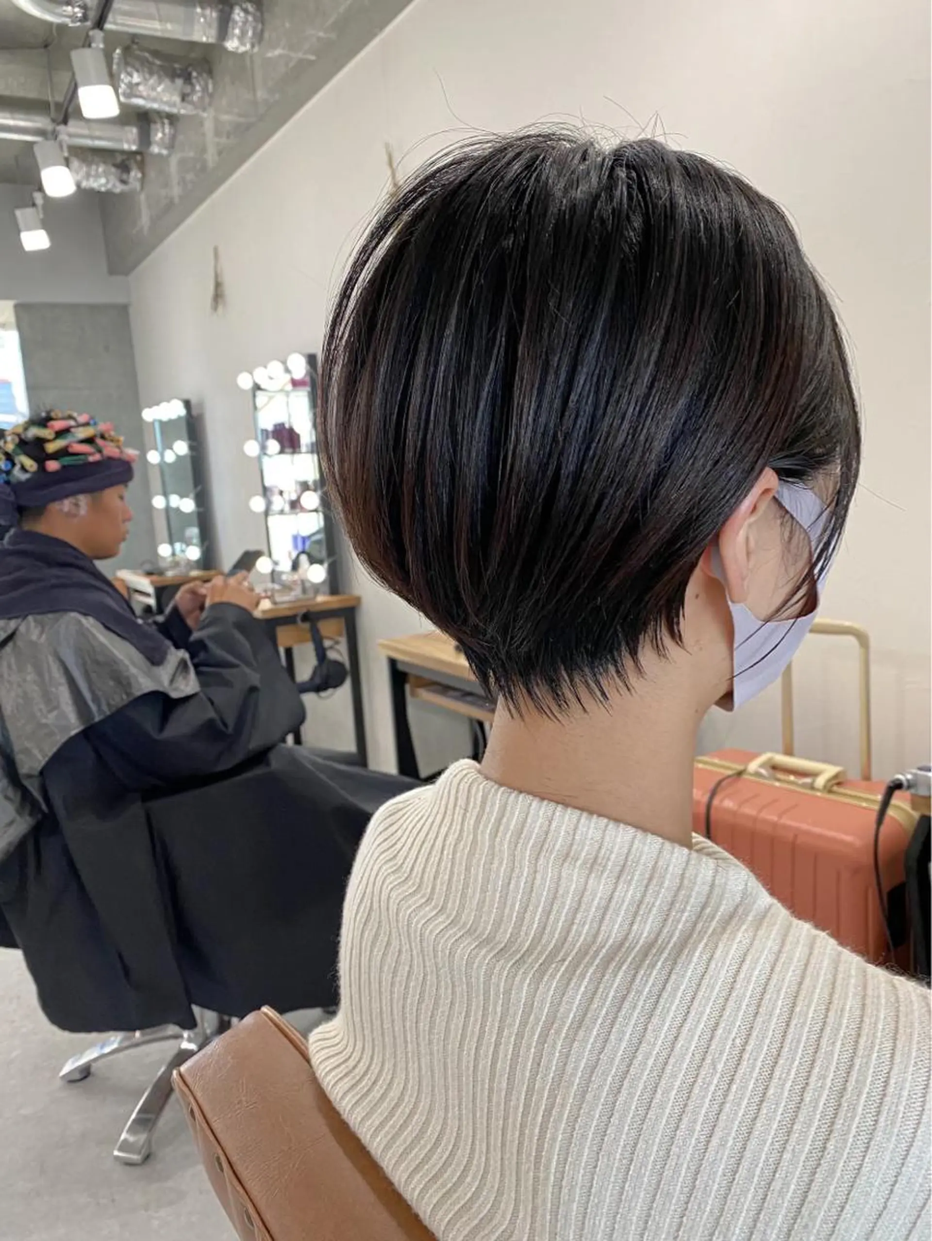 ショート アッシュ アッシュグレー アッシュグレージュ ミストバング ピンクブラウン Bob&ハイトーン 専門家CHIHIROのヘアスタイル
