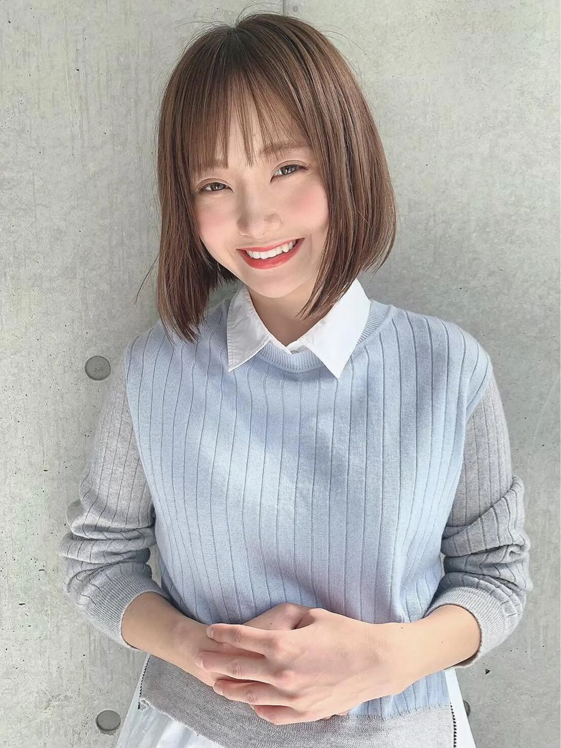 ミディアム カラー パーマ ケアブリーチ 韓国レイヤーKYONのヘアスタイル